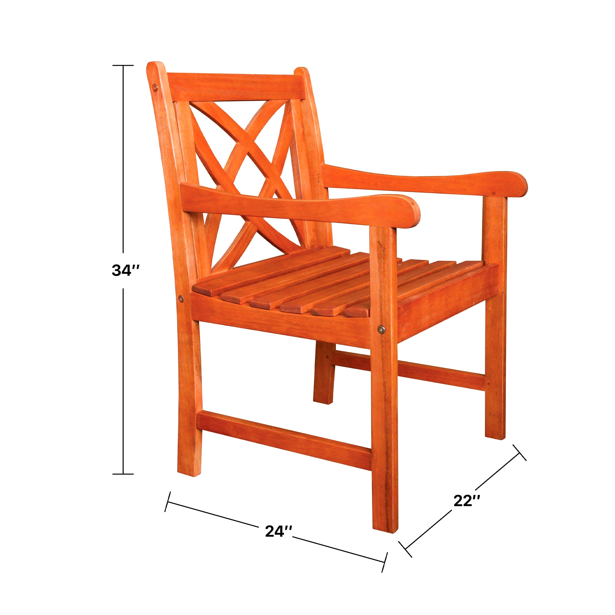 Heraldo Reddish Brown Tropical Wood Patio Armchair