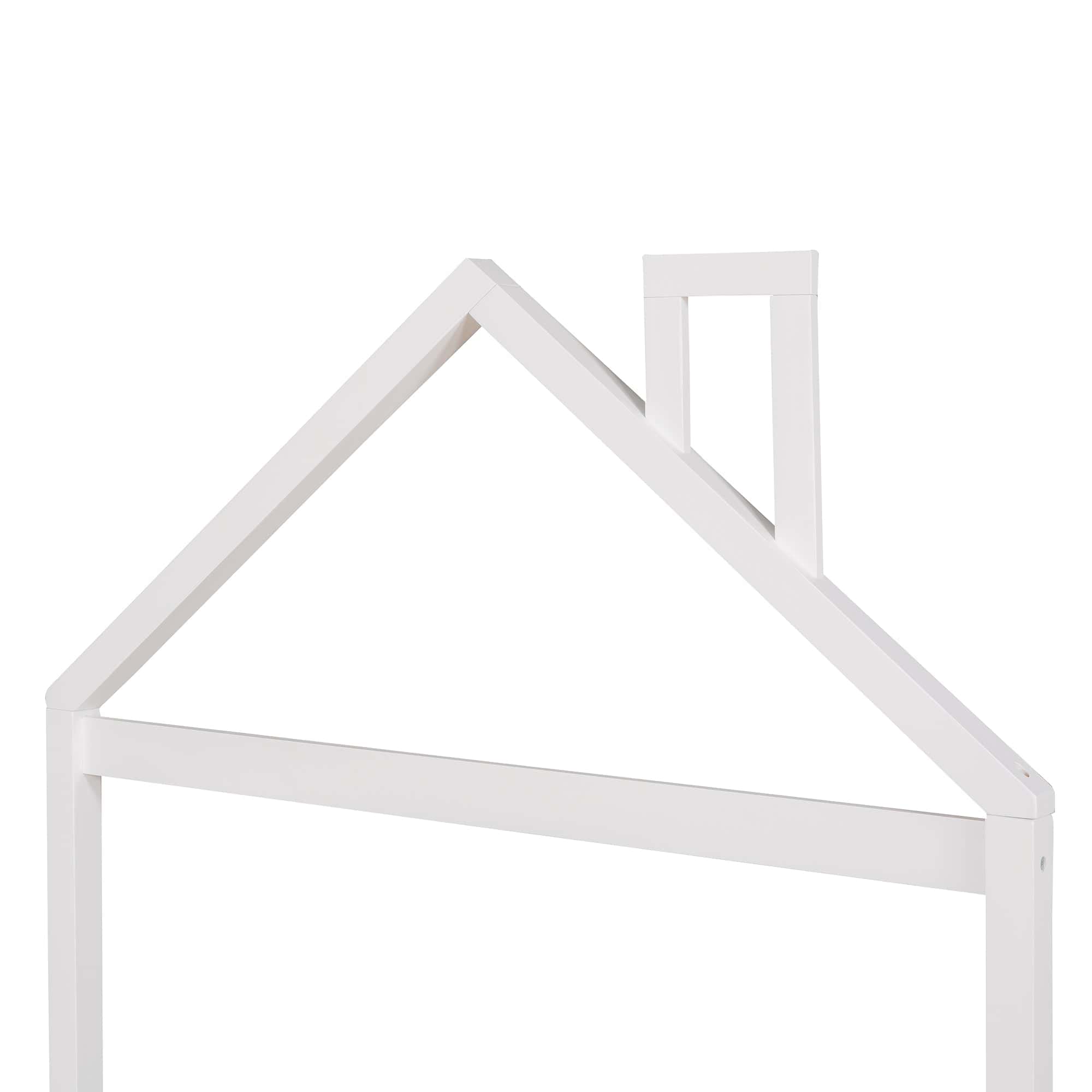 Full Size Wood Platform Bed with House-shaped Headboard (White)