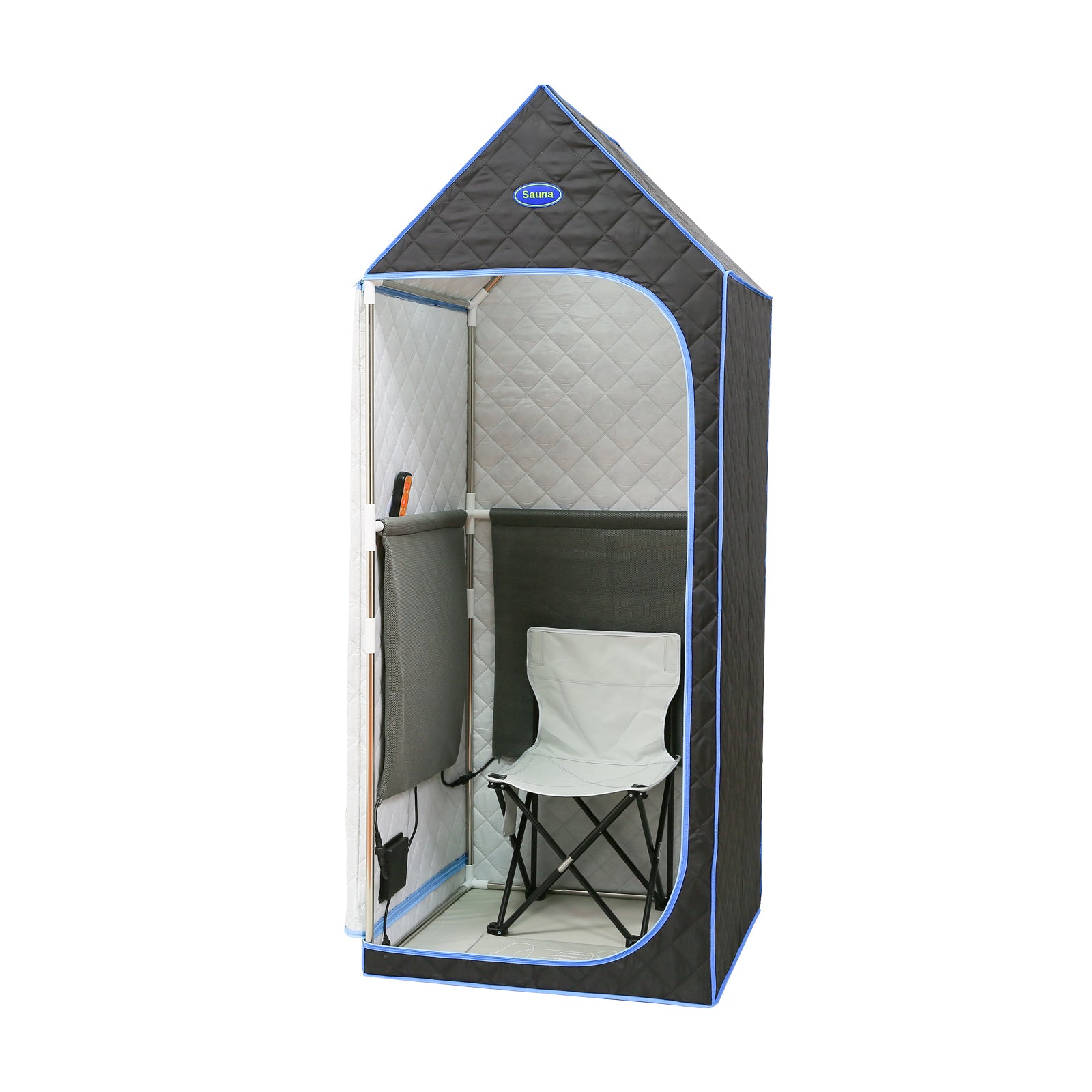 Portable Gothic Roof Plus Type Full Size Far Infrared Sauna tent. Spa, Detox ,Therapy and Relaxation at home.Larger Space,Stainless Steel Pipes Connector Easy to Install. FCC Certification--Black