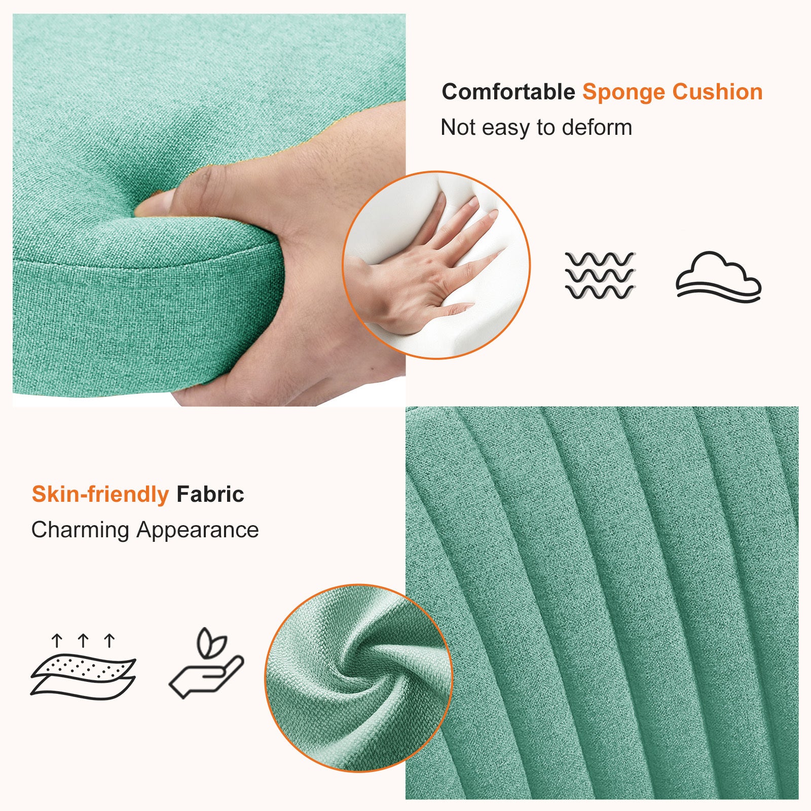 Sweetcrispy Armless Home Office Desk Chair with Wheels Adjustable Swivel Task Computer Vanity Chair for Small Spaces