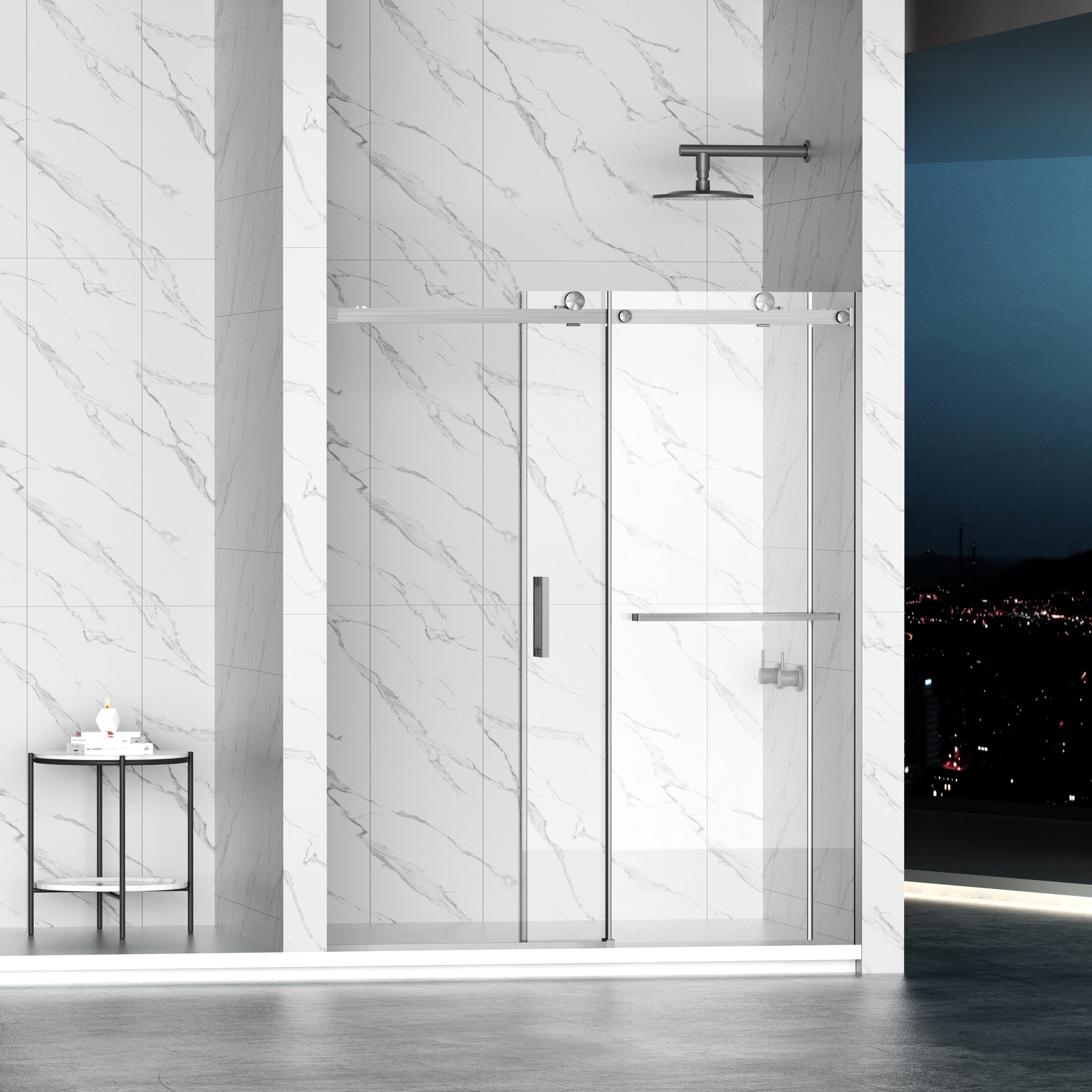 56-60 x 72 in Soft-Close Frameless Sliding Shower Door - 56-60 x 72 in / Brushed Nickel / Soft Close view 4