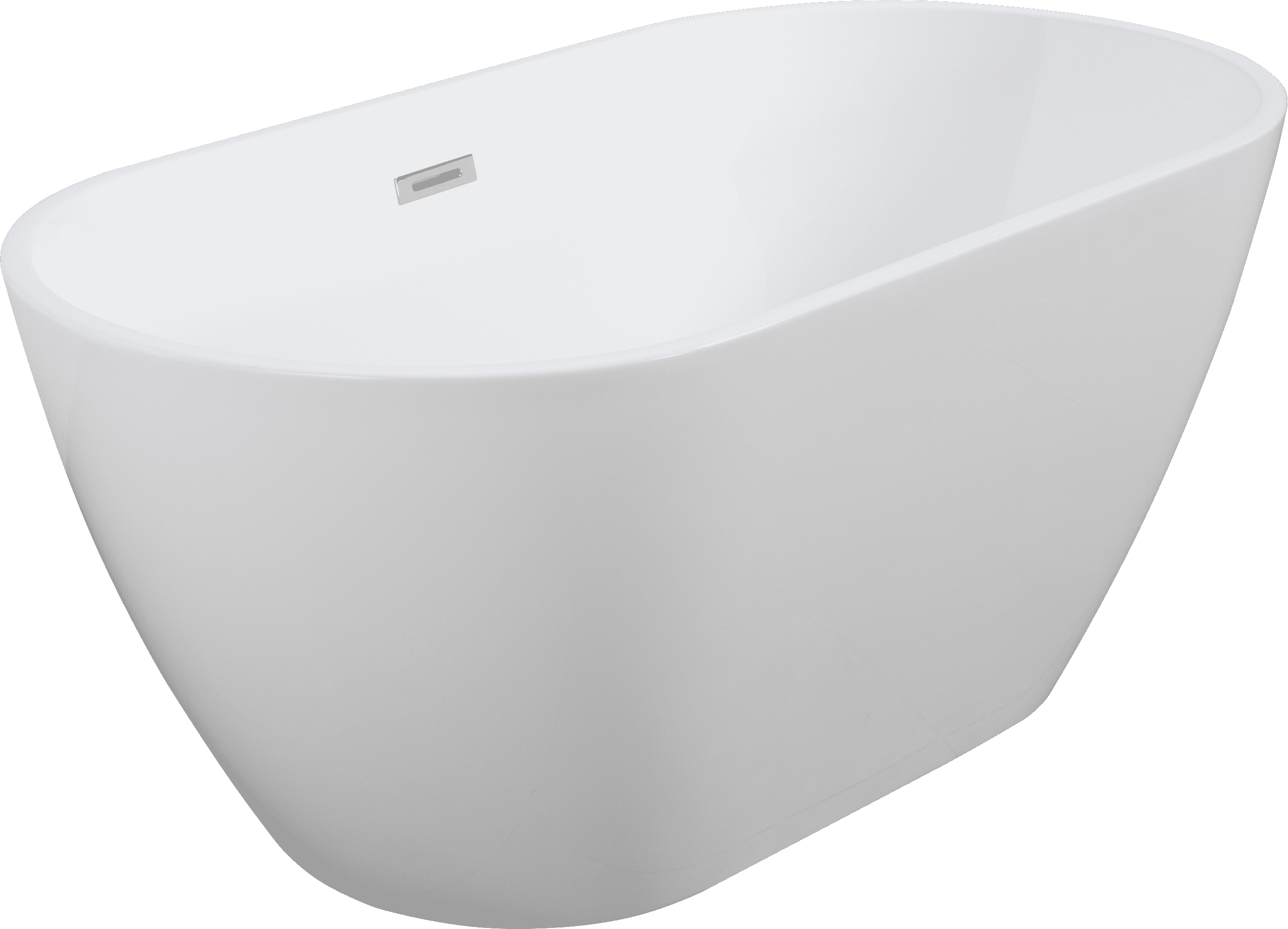 55" Sleek White Acrylic Freestanding Soaking Bathtub with Chrome Overflow and Drain, CUPC Certified - 55*28.35, Glossy White 22A09-55