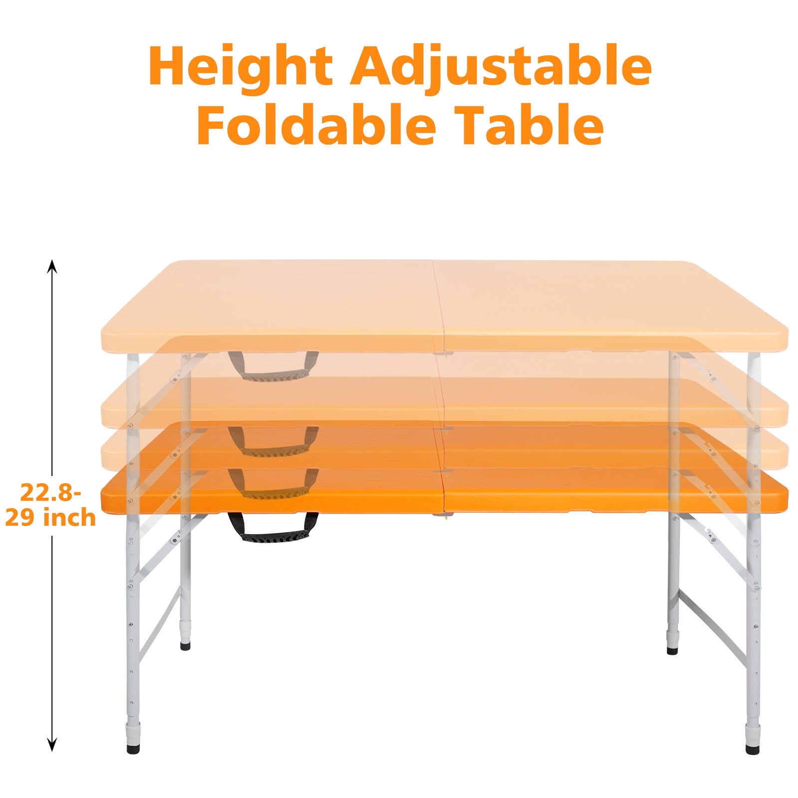 4ft Orange Portable Folding Table Indoor&Outdoor Maximum Weight 135KG Foldable Table for Camping