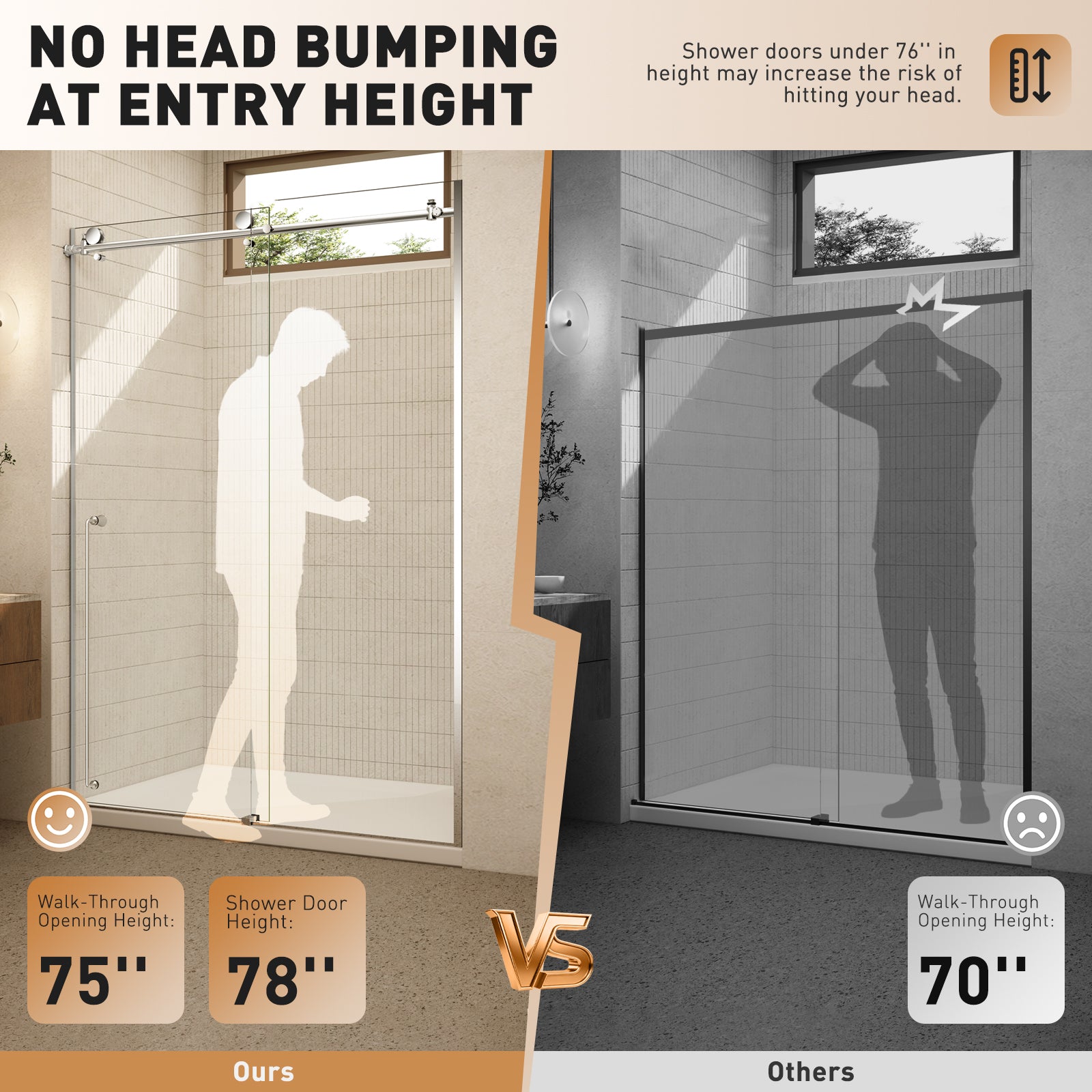 60 x 78 in Chrome Double Bypass Sliding Shower Door - 60 x 78 in / Chrome view 6