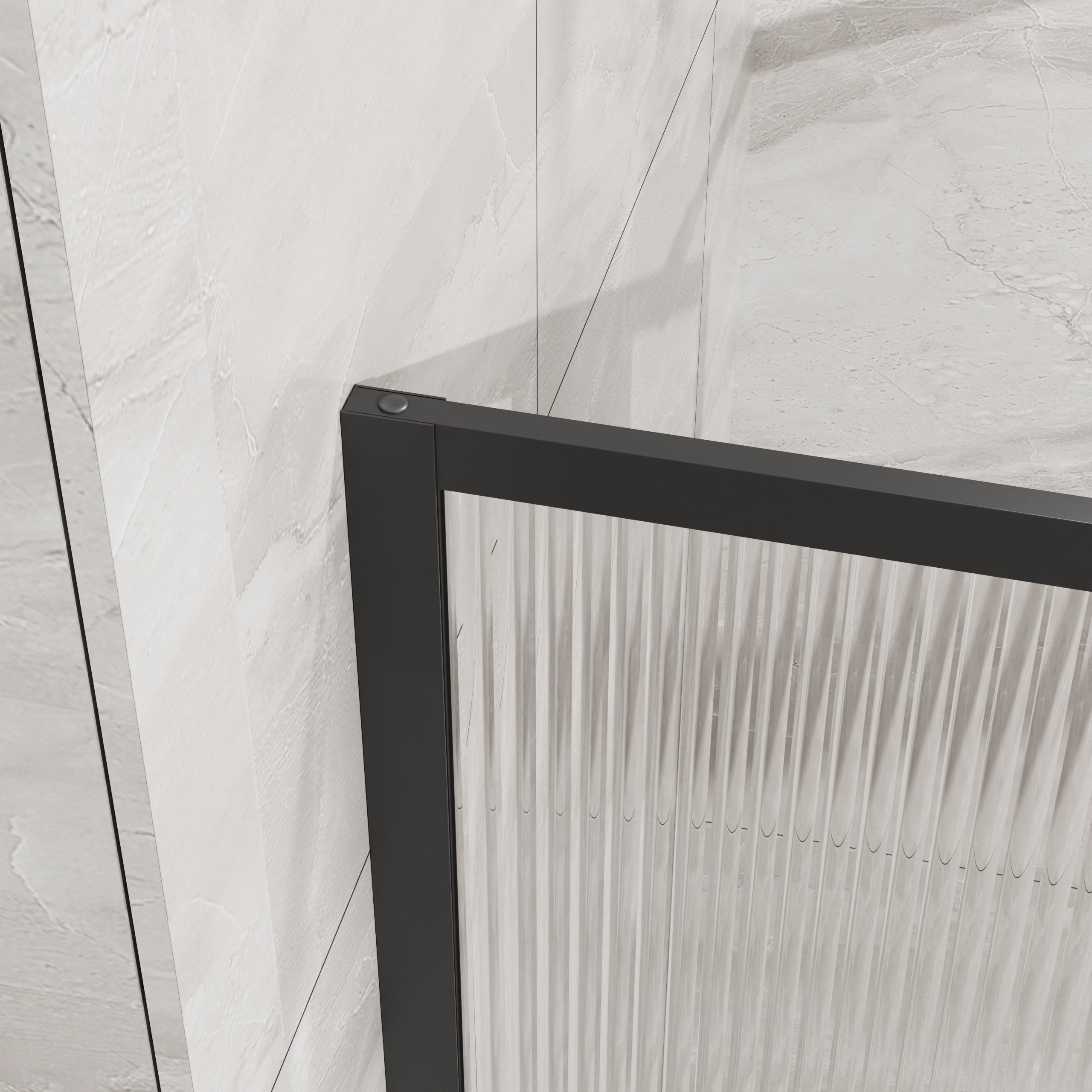 34-46 x 72 in Mirror & Fluted Fixed Shower Panel - 34 x 72 in / Matte Black view 4