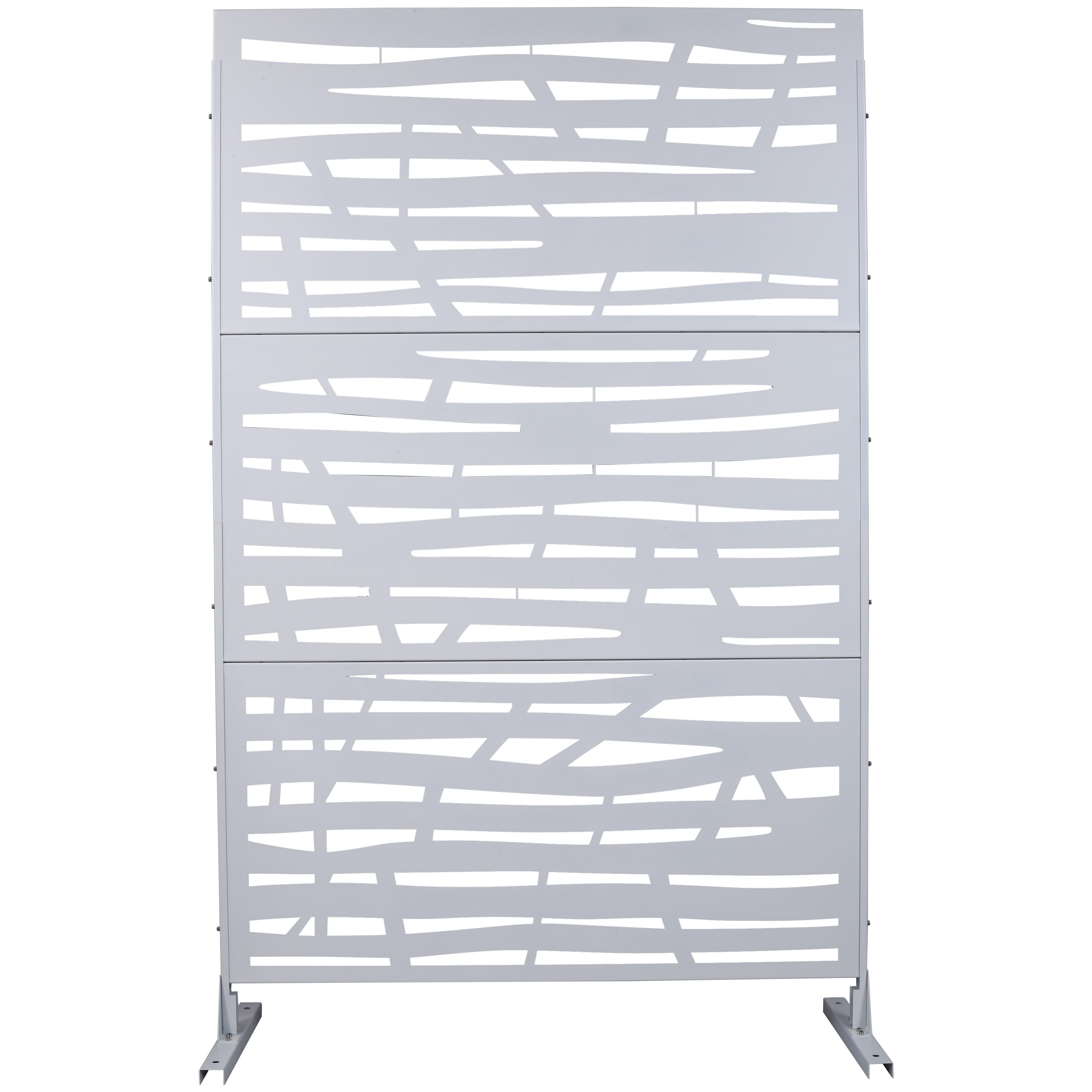 Outdoor & Indoor Privacy Screen Metal Privacy Screen 76" H×48" W, Freestanding Decorative Privacy Screen for Deck Balcony Patio, Privacy Fence Panels for Outside Lawn Garden PS109 WHITE