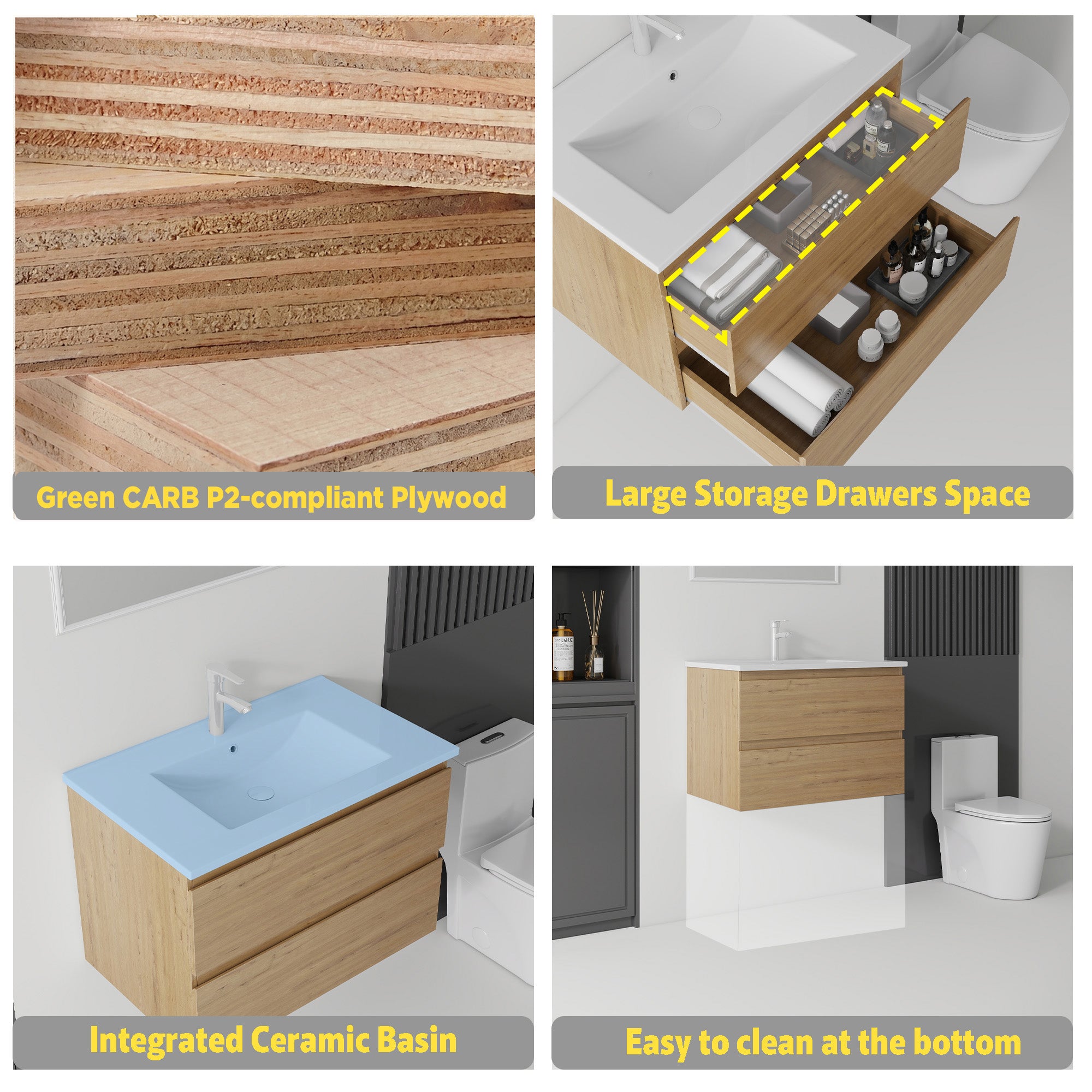 24 inch oak vanity ceramic sink top detail