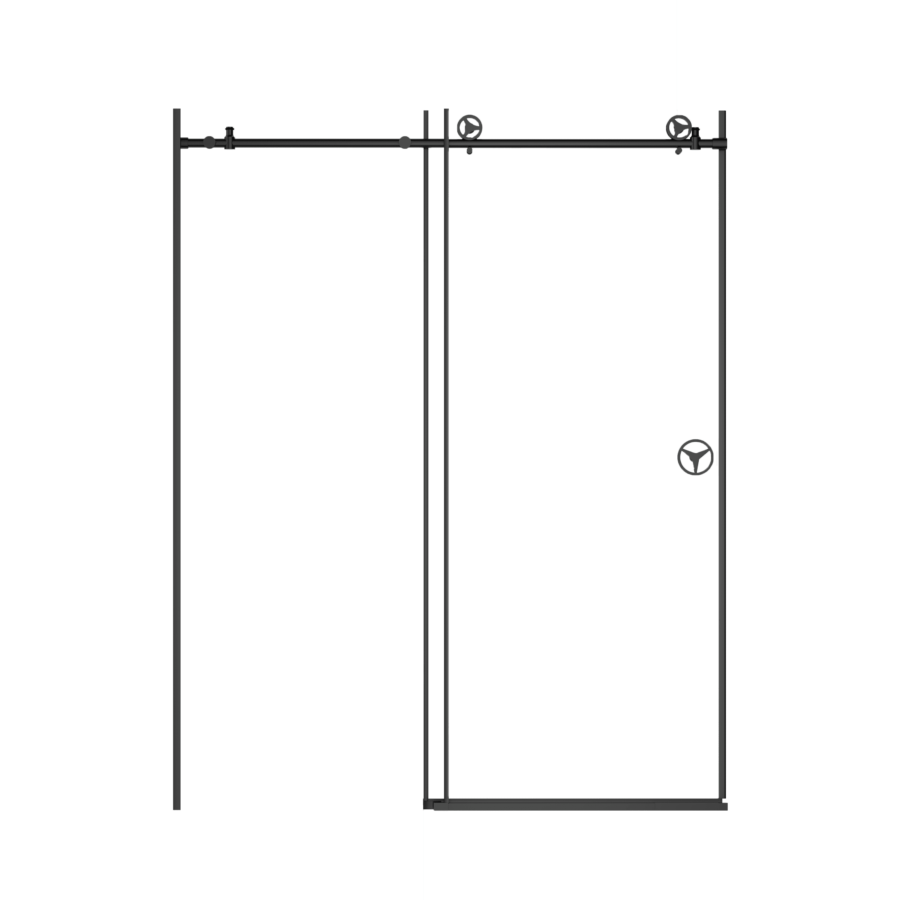 60"W x 76"H Sliding Frameless Shower Door in Matte Black with Clear Glass