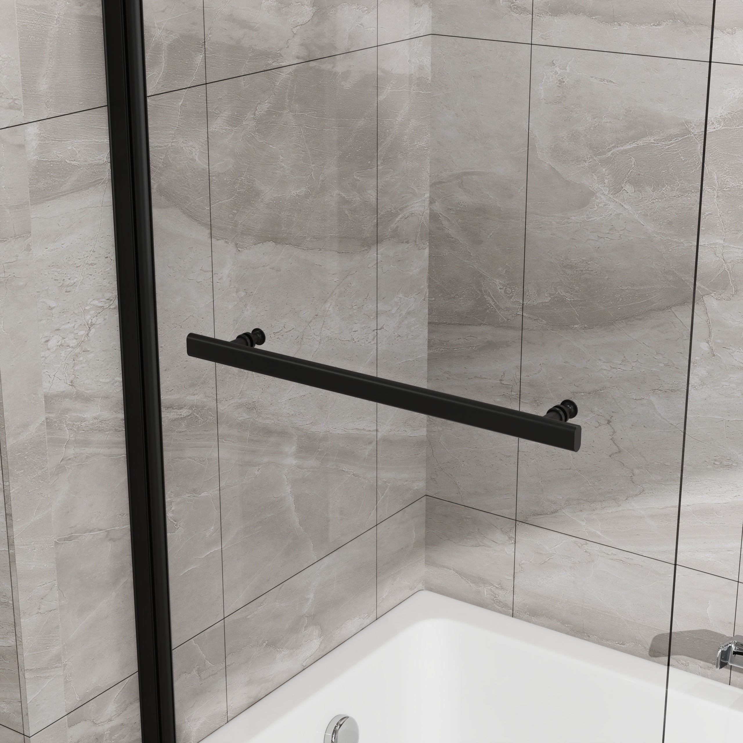 31 x 55 in Frameless Bathtub Screen - Matte Black view 5