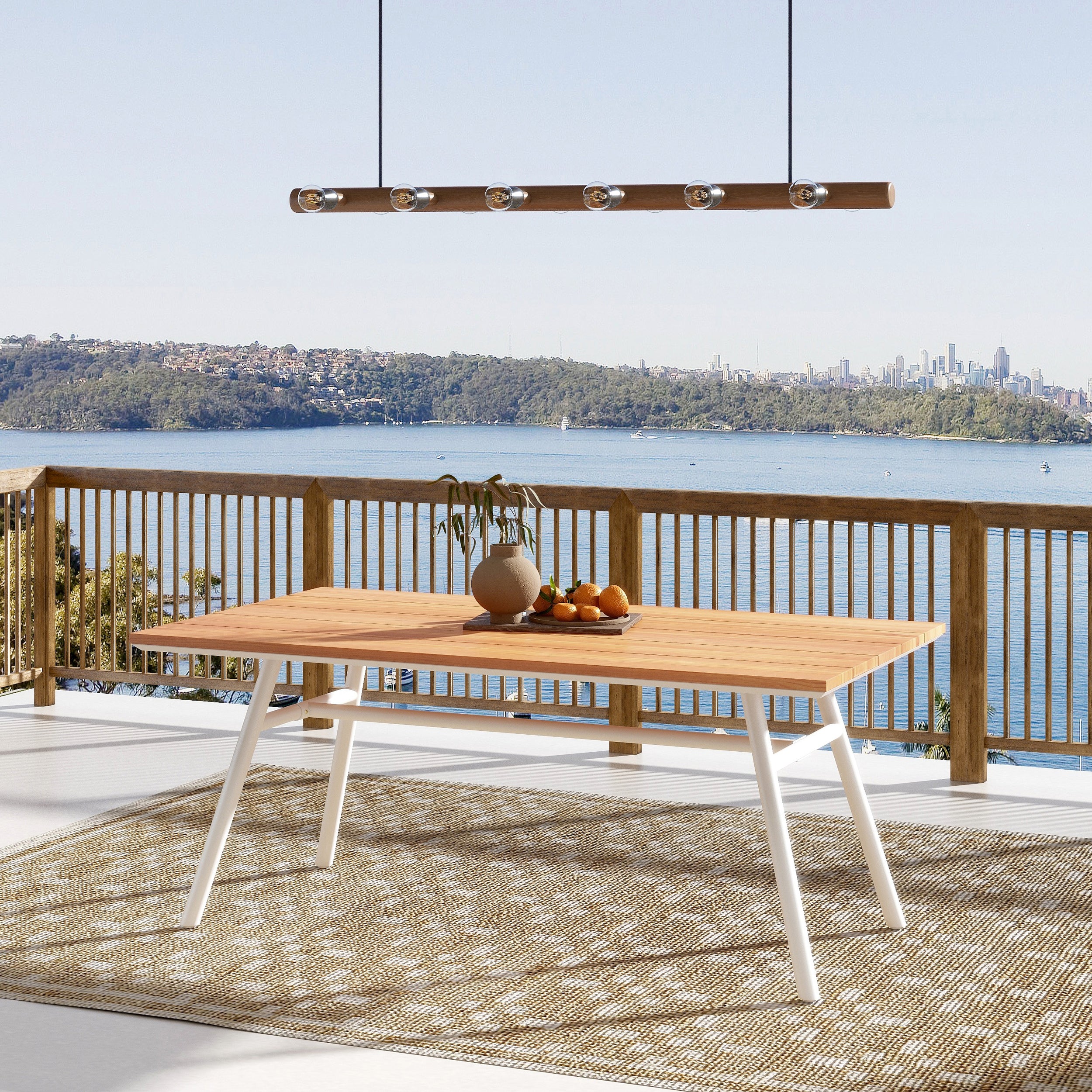 Maiden 71" 6-Seater Teak & Aluminum Patio Dining Table, Natural Teak