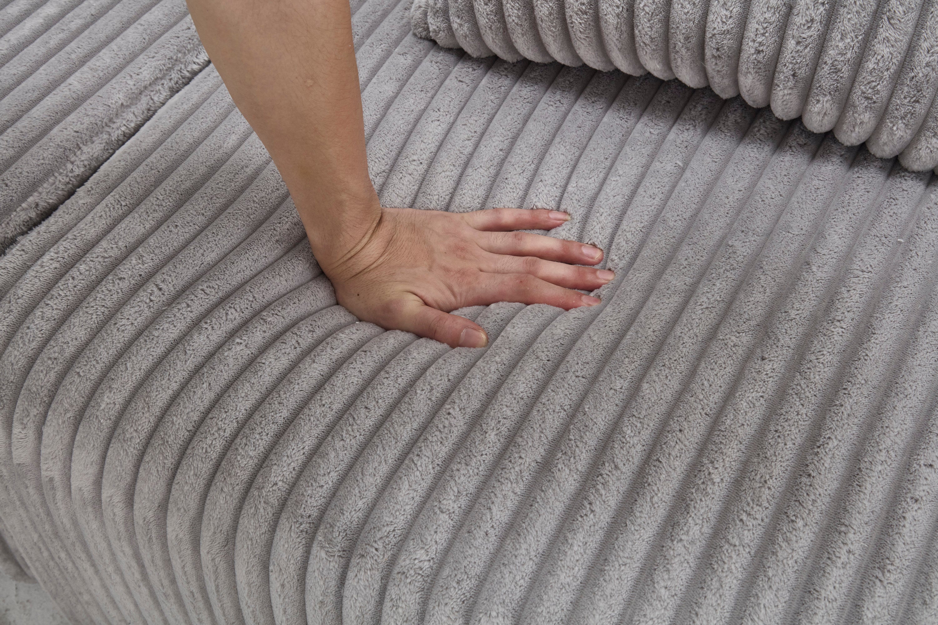 Modern Minimalist Modular Sectional Sofa,  L-Shape Upholstered Cloud Couch with Deep Seats, Right Facing Chaise for Living Room-Light Gray