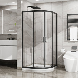 36 x 36 x 72 in Quarter-Round Sliding Shower Enclosure - 36 x 36 x 72 in / Matte Black view 1