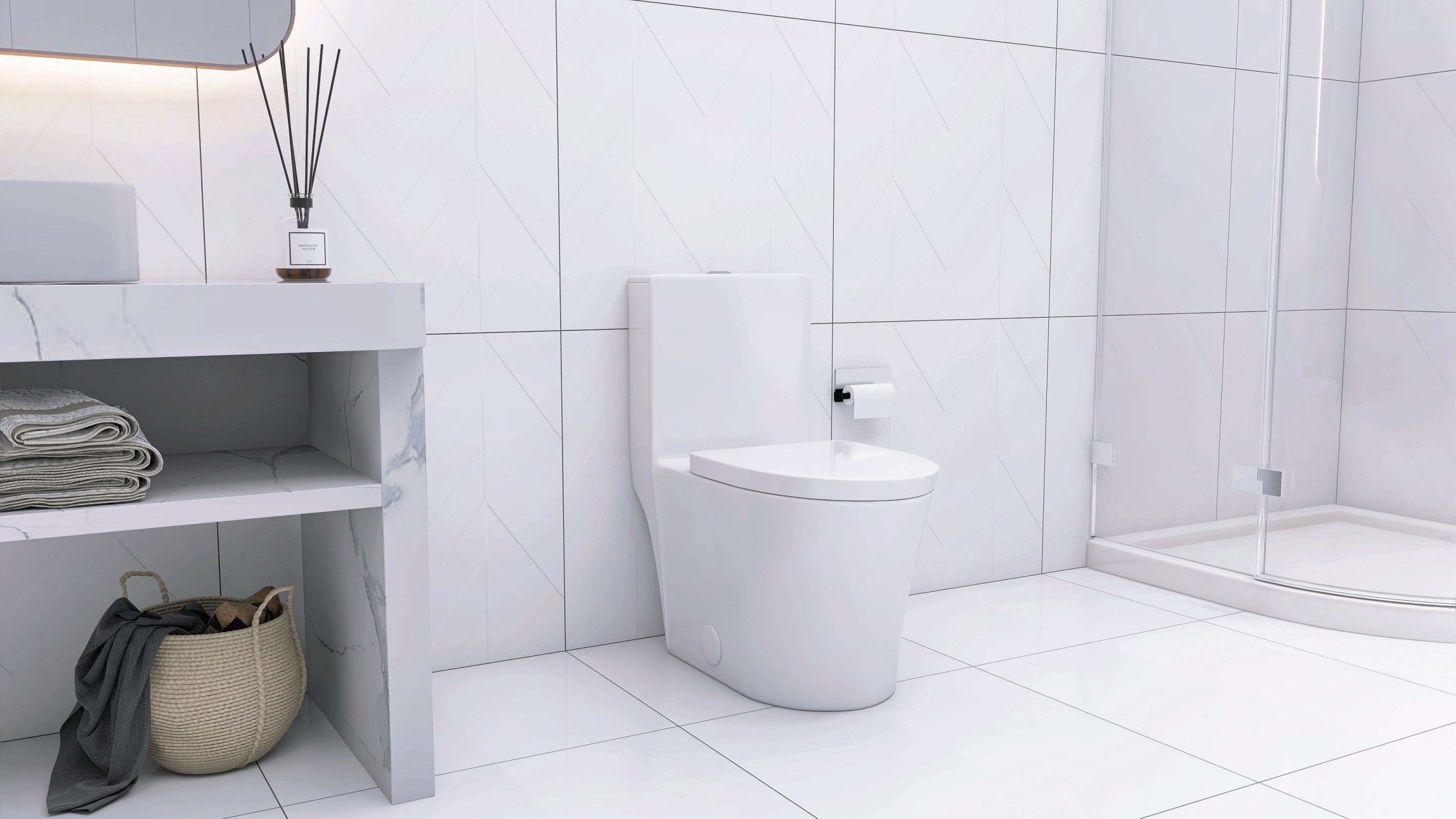 Elongated One Piece Toilet White