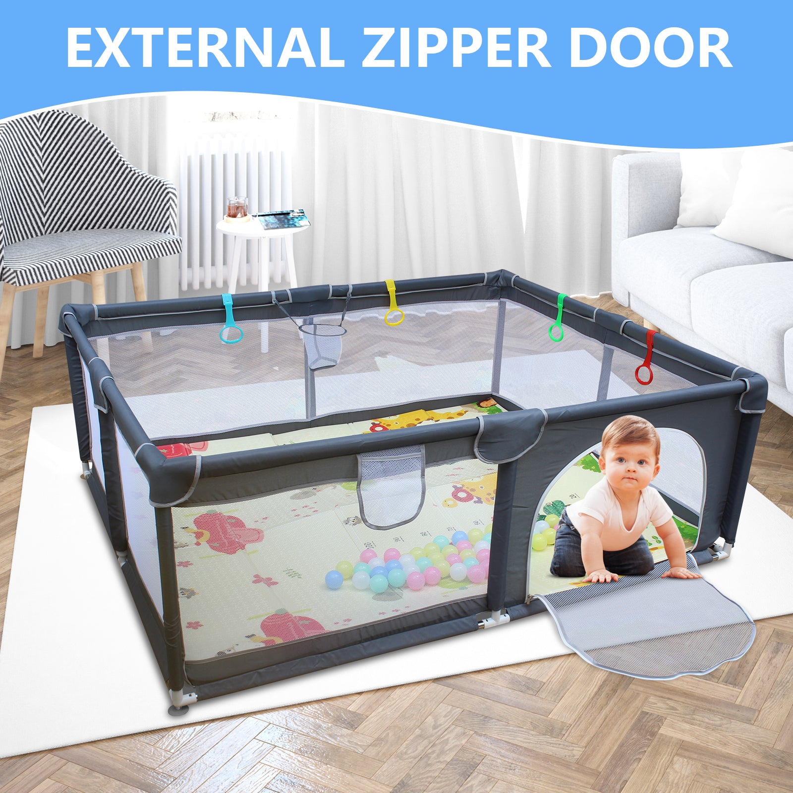 47" * 47" Baby Playard Cloth Playpen Removable Enclosures for Indoor and Outdoor Use Care for Children and Pets