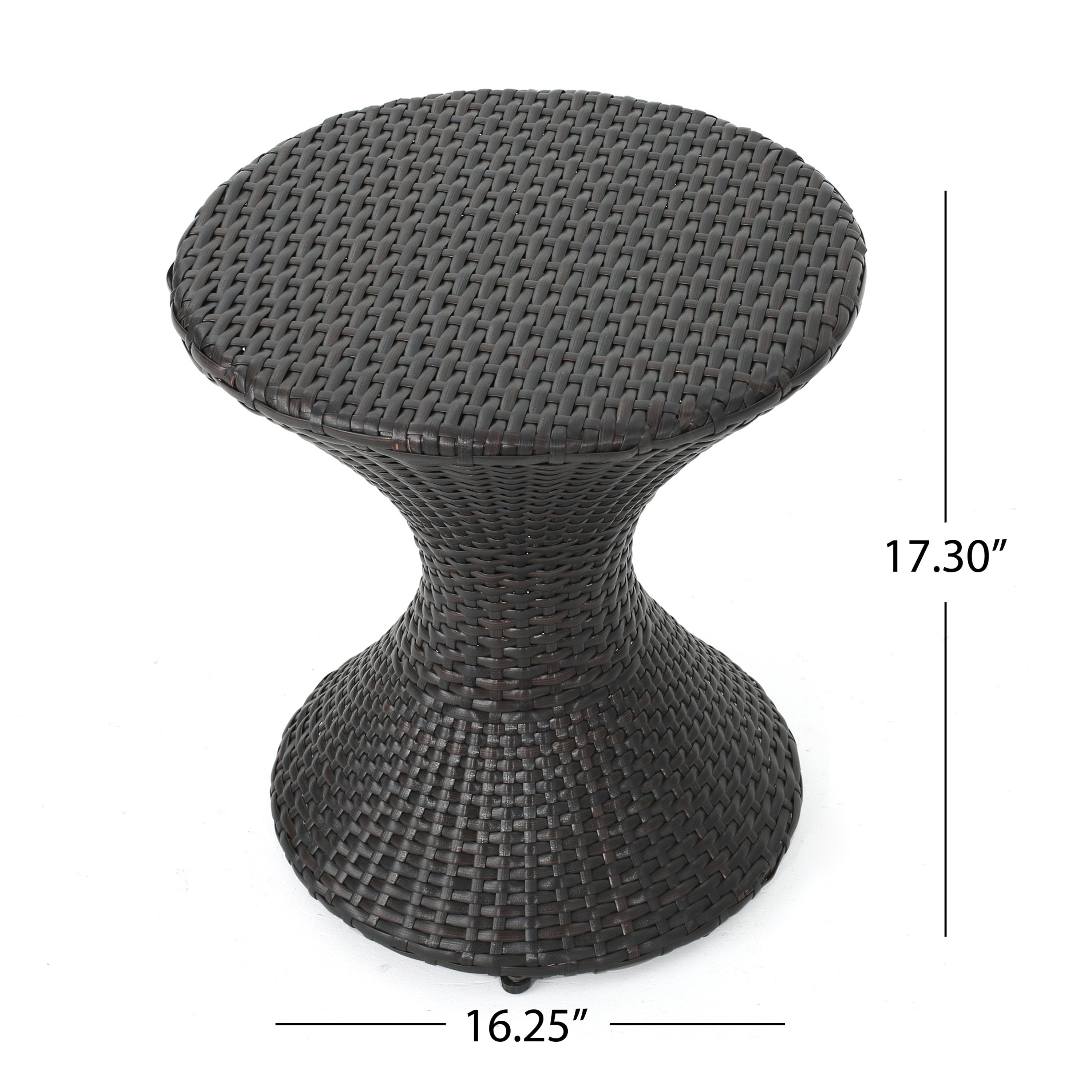 Outdoor 16-inch Multi-brown Wicker Hourgla Side Table