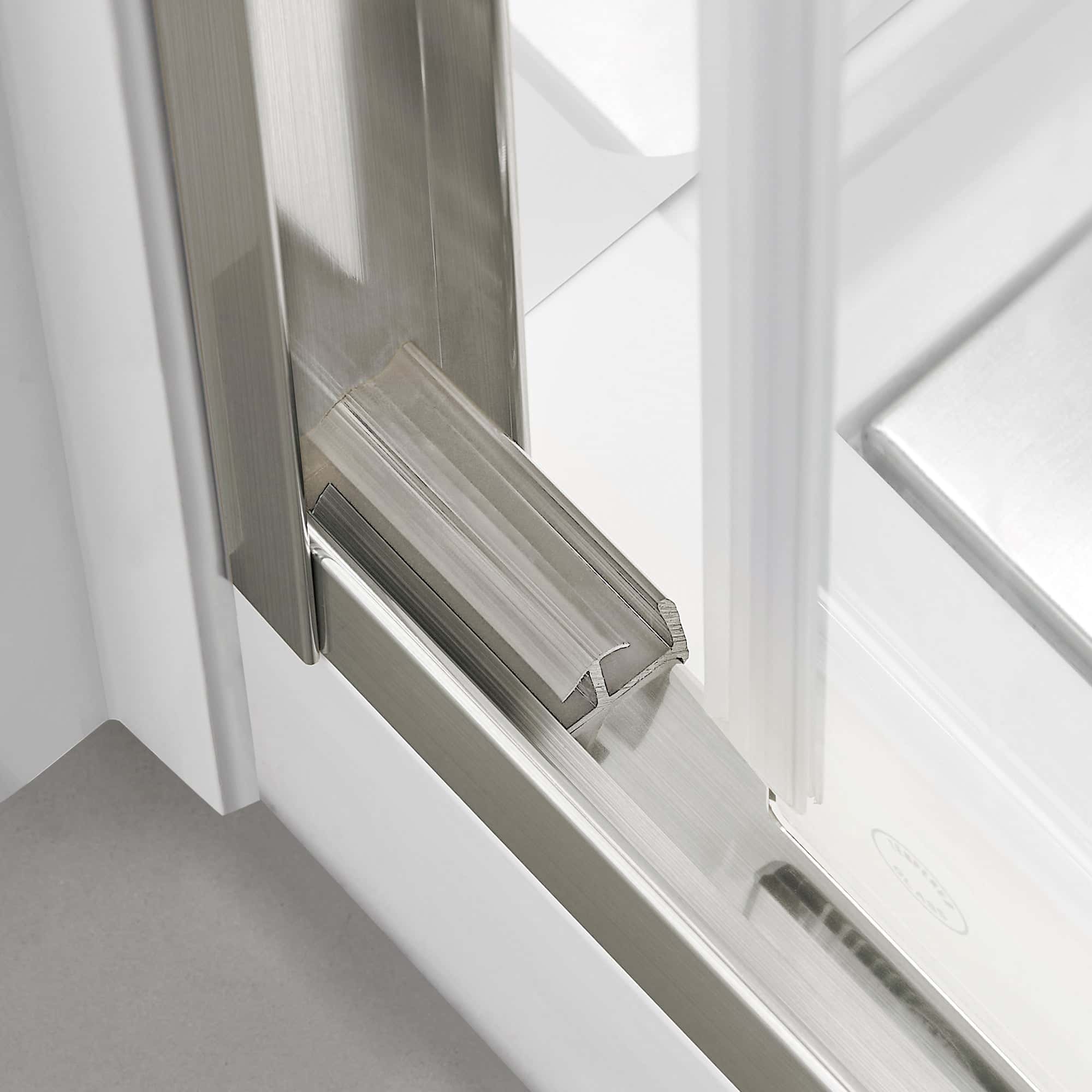 60"W x 60"H Bathtub Double Sliding Tub Shower Door with 1/4"(6mm) Clear Glass, Framed Tub Glass Shower Door, Brushed Titanium Finish