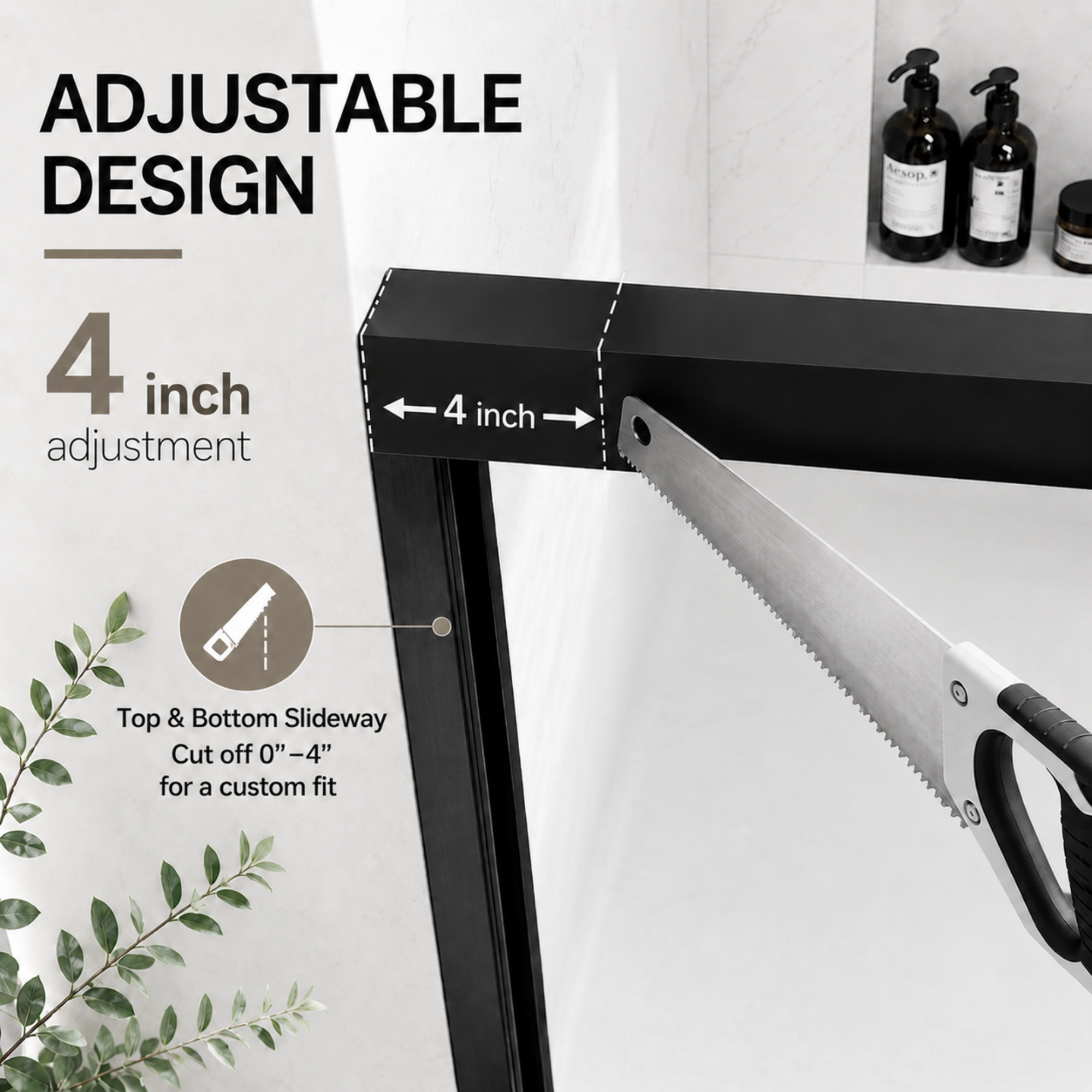 60 x 60 in Semi-Frameless Sliding Tub Door - 60 x 60 in / Matte Black view 4