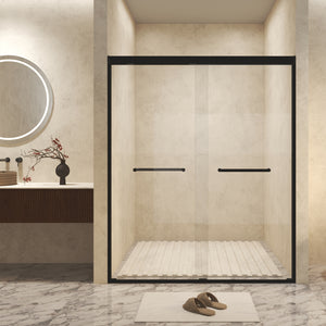 44-60 x 72 in Double Sliding Shower Door - 44-48 x 72 in / Matte Black view 1