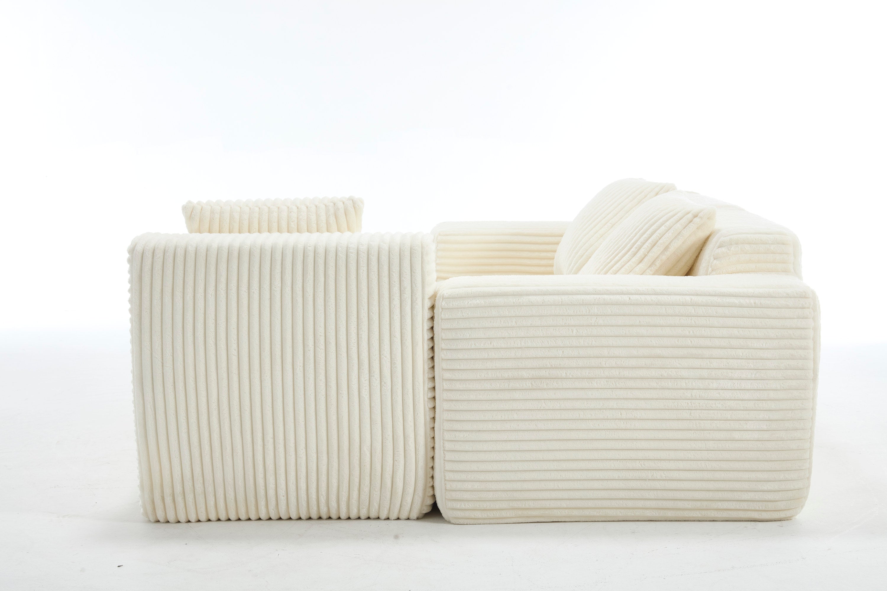 Modern Minimalist Modular Sectional Sofa,  L-Shape Upholstered Cloud Couch with Deep Seats, Right Facing Chaise for Living Room-White