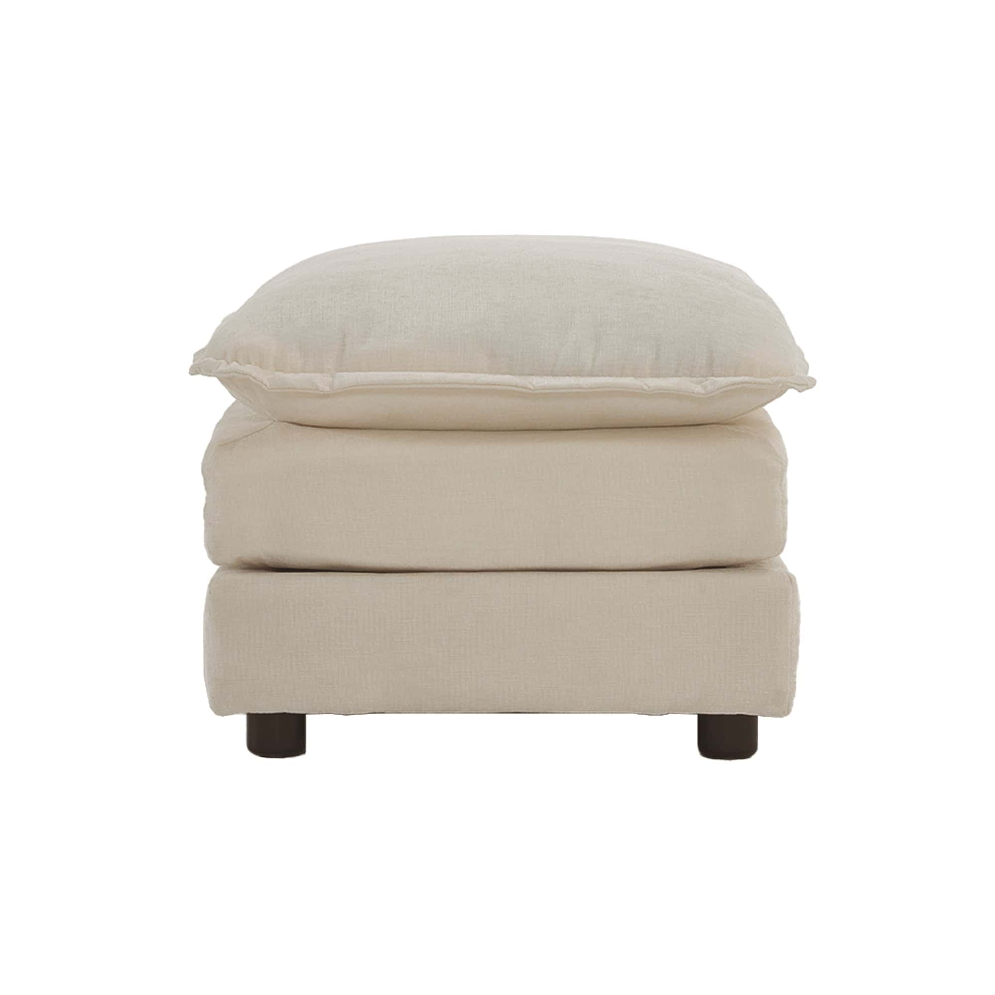 Chenille Fabric Ottomans Footrest to Combine with 2 Seater Sofa, 3 Seater Sofa and 4 Seater Sofa, Beige