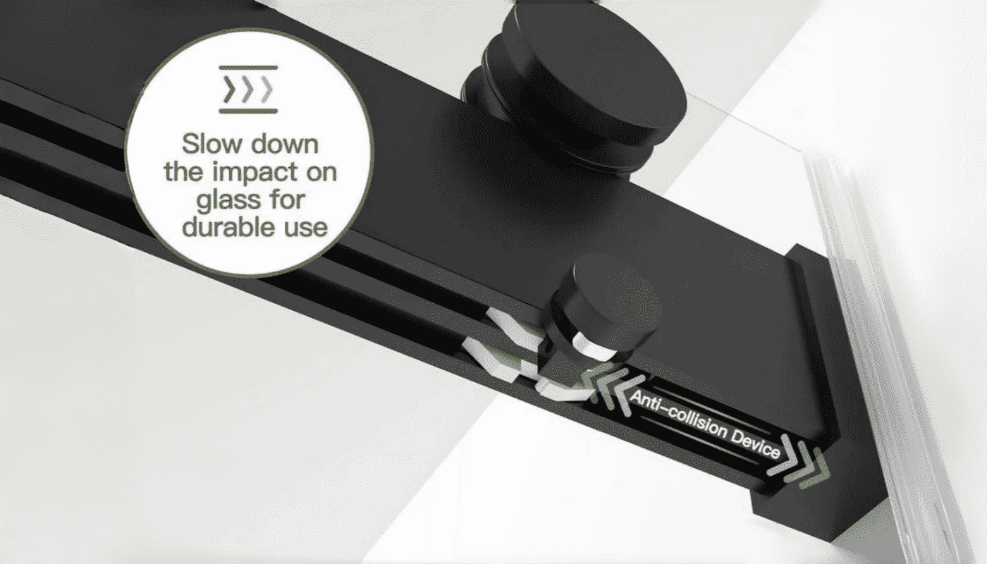 56-60"W x 76"H Double Sliding Frameless Soft-Close Shower Door with Premium 3/8 Inch (10mm) Thick Tampered Glass and Easy-cleaning Coating in Matte Black 23D02-60MB