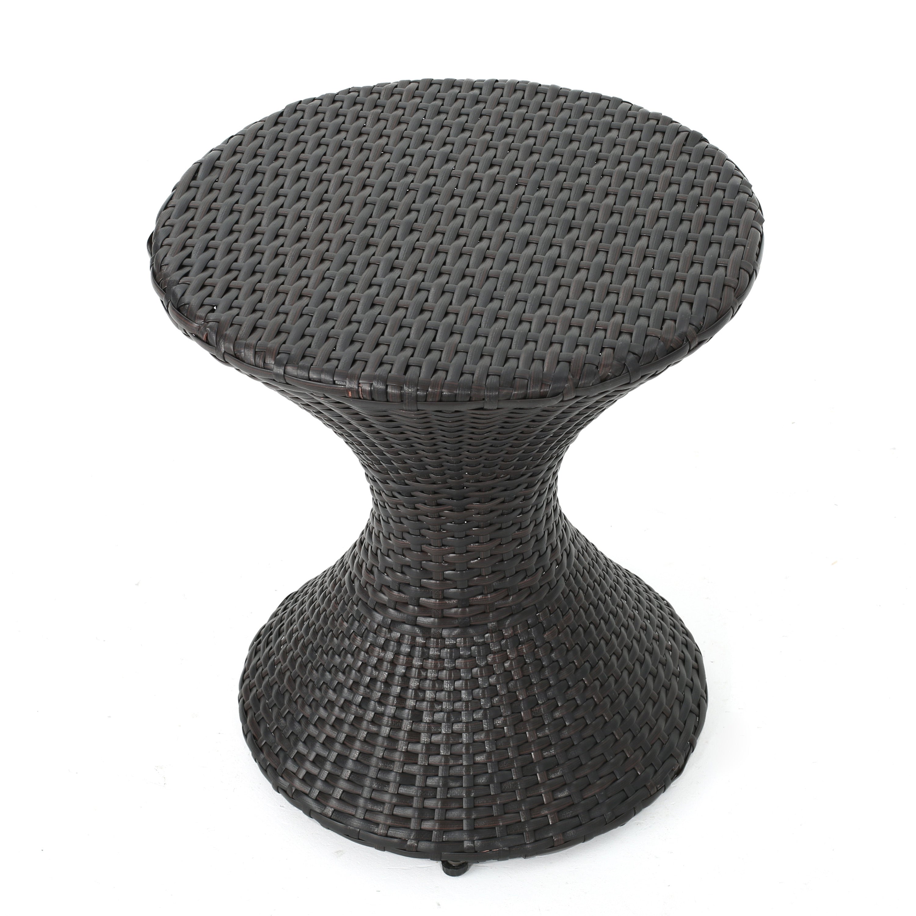 Outdoor 16-inch Multi-brown Wicker Hourgla Side Table