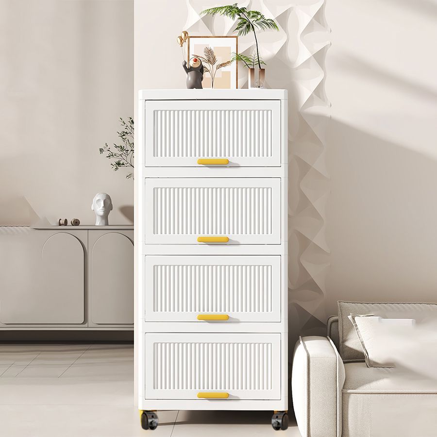 15.75" Side Wide 4-Layers Flip Open Storage Box With Wheels, Movable Storage Cabinet, Kitchen Shelf, Movable Storage Island, Home Organization, Wardrobe Storage Box