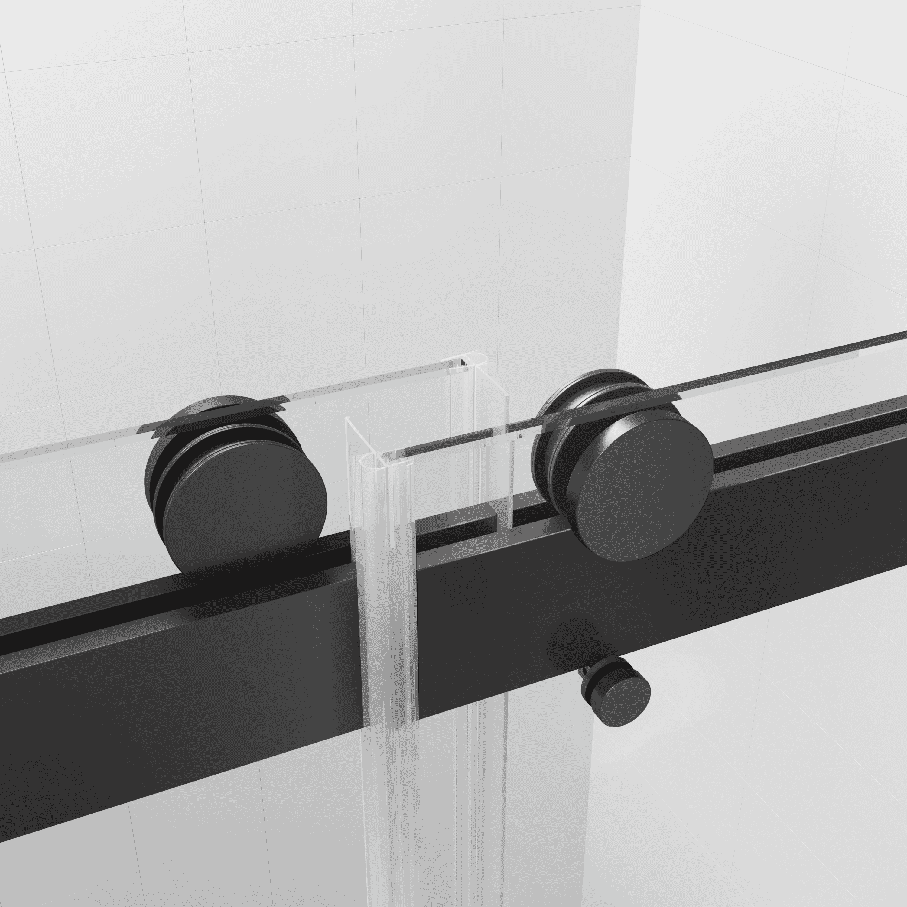 68-72"W x 76"H Double Sliding Frameless Soft-Close Shower Door with Premium 3/8 Inch (10mm) Thick Tampered Glass and Easy-cleaning Coating, Stainless Steel in Matte Black 22D02-72MB