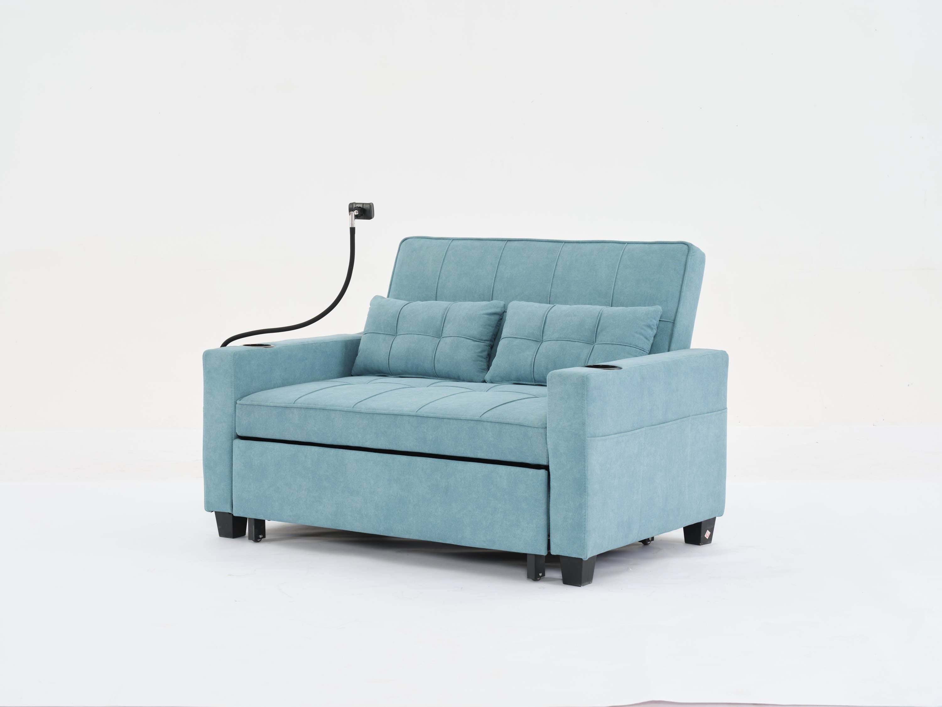 Futon Chair Bed Convertible Chair 3-in-1 Pull Out Sleeper Chair Beds with USB Ports,Wear-resistant and Anti-scratch, Armchair Bed Sleeper for Living Room (Green Tech cloth)