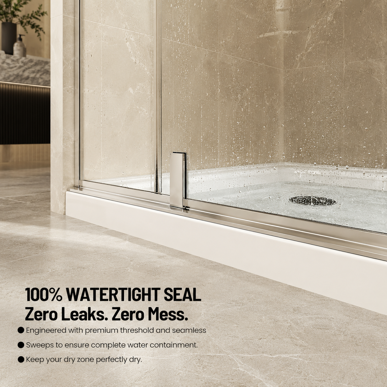 36 x 72 in Neo-Angle Corner Shower Door showing glass door detail