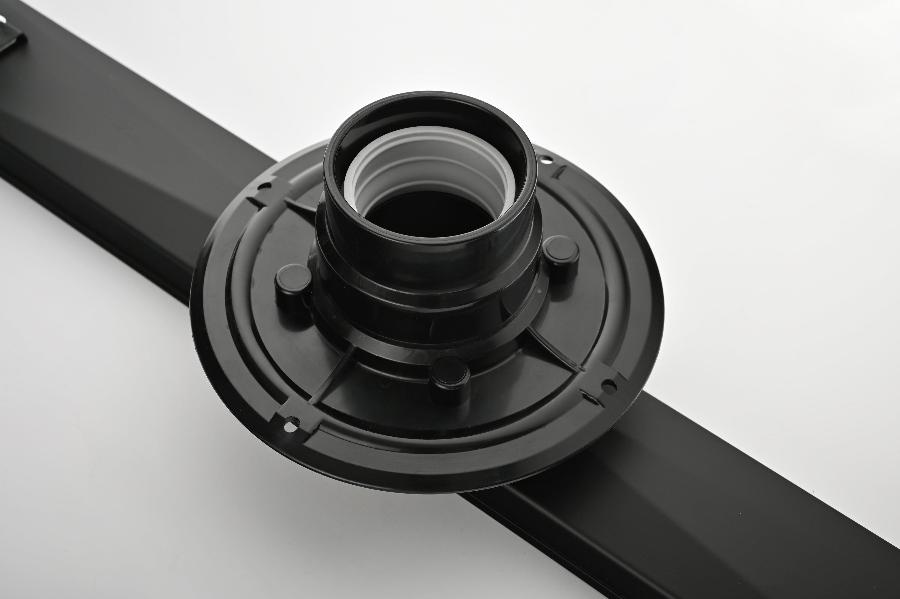 24 Inches Linear Shower Drain with Removable Quadrato Pattern Grate, 304 Stainless Shower Drain Included Hair Strainer and Leveling Feet, Flange