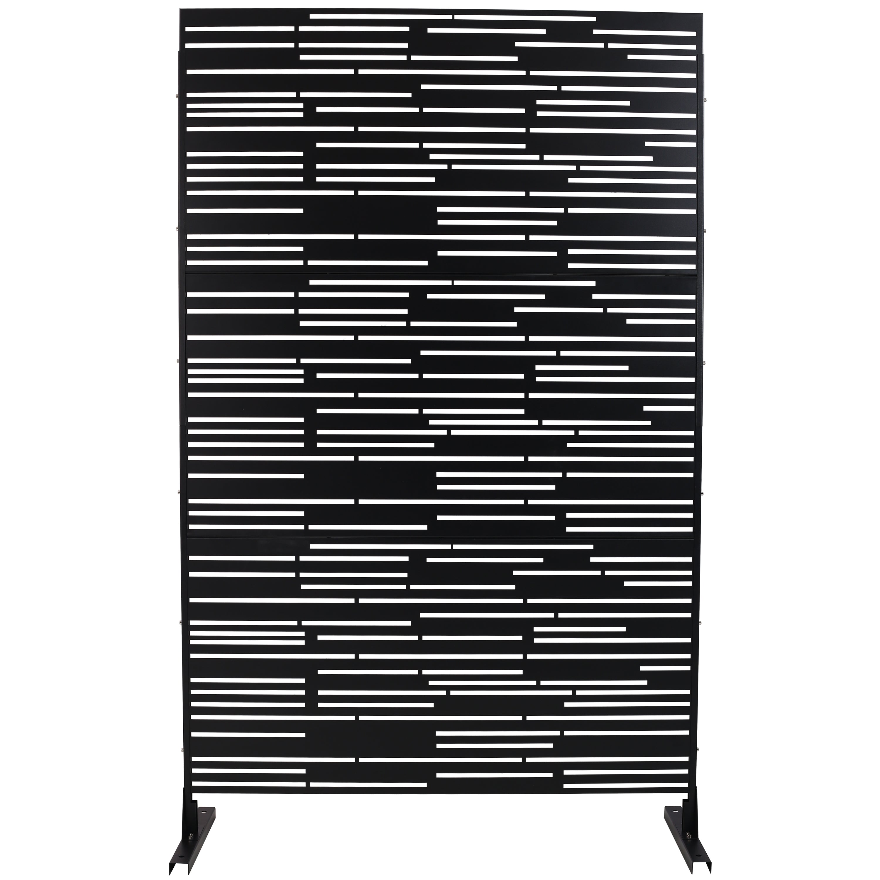 Outdoor & Indoor Privacy Screen Metal Privacy Screen 76" H×48" W, Freestanding Decorative Privacy Screen for Deck Balcony Patio, Privacy Fence Panels for Outside Lawn Garden PS108 BLACK