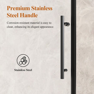56-72 x 76 in Round-Tube Single Sliding Shower Door - 56-60 x 76 in / 1/4 in Glass / Matte Black view 4