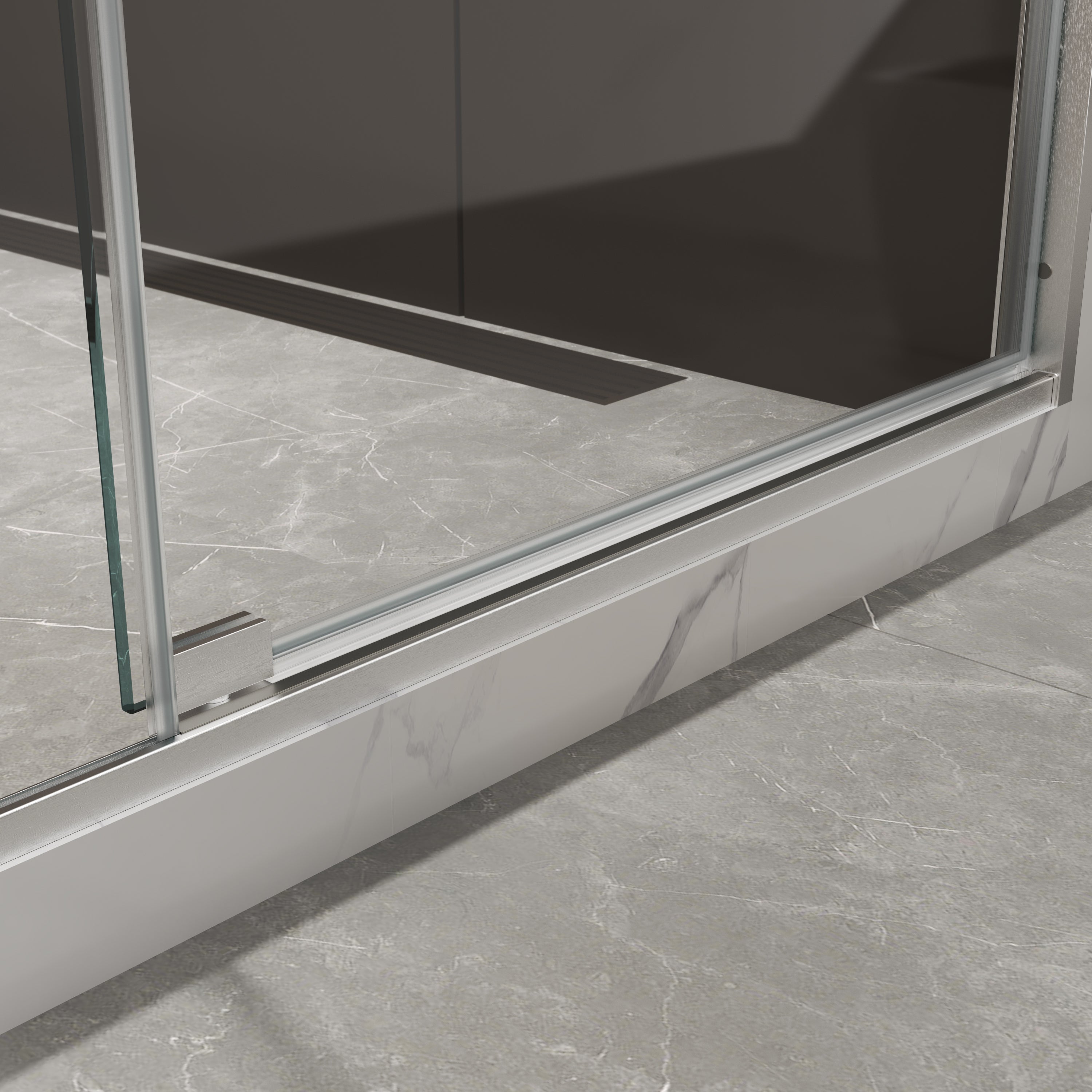 Pivot shower door 50-54 inch Brushed Nickel hardware view