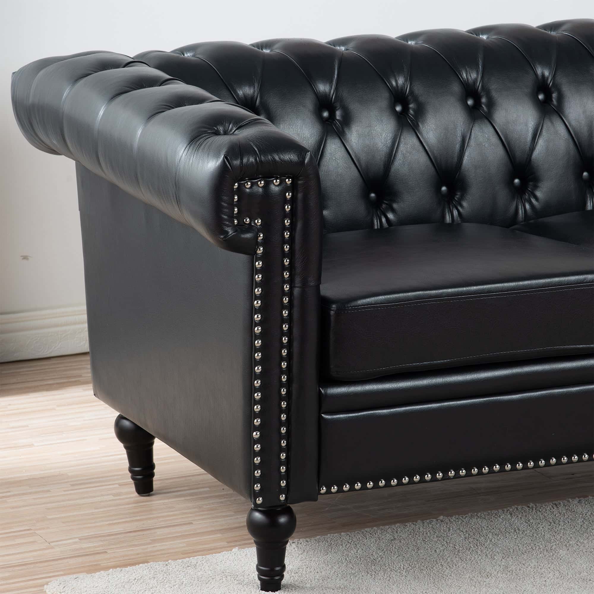83.66 Inch Width Traditional  Square Arm removable cushion 3 seater Sofa
