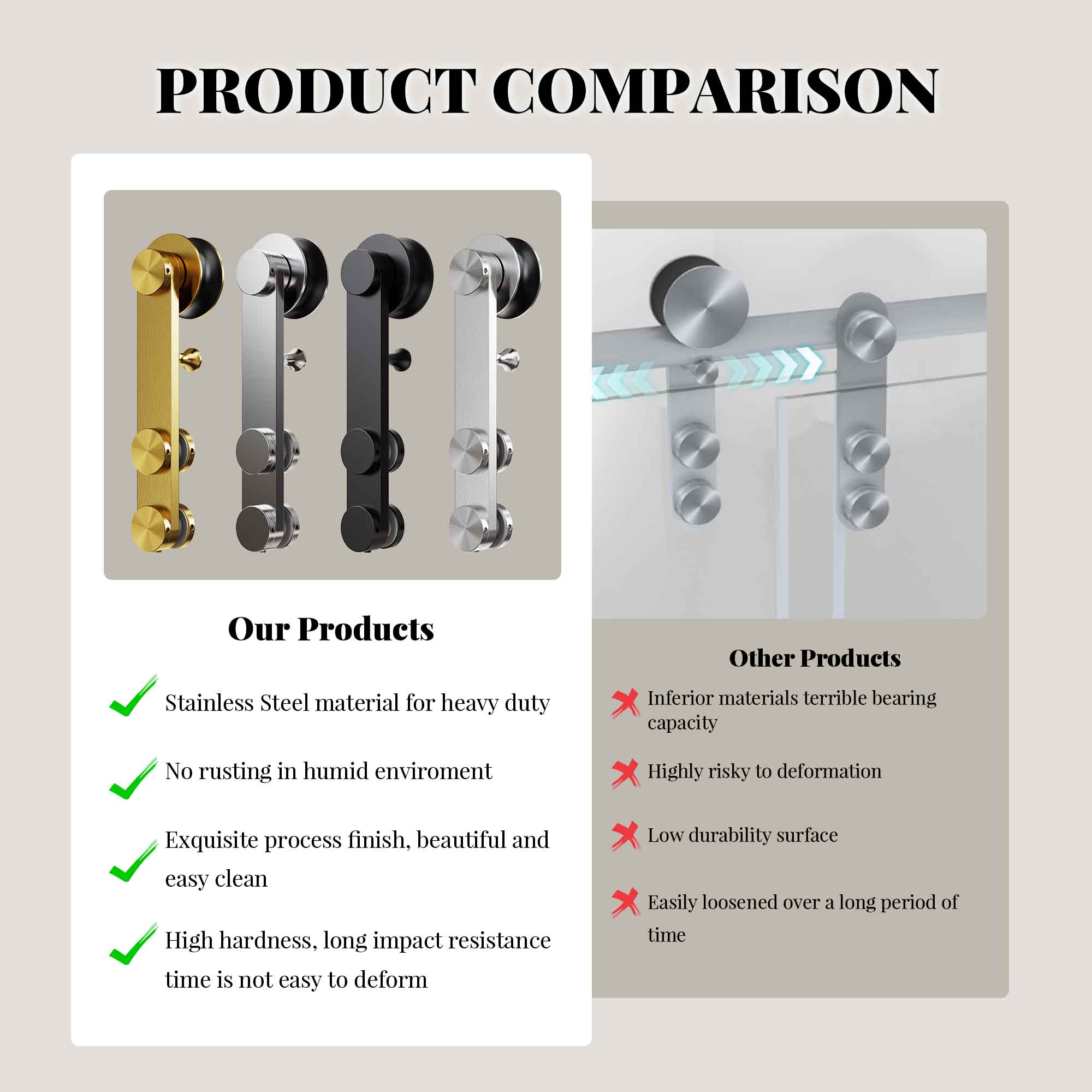 56-60 x 76 in Frameless Single Sliding Shower Door with Towel Rail - 56-60 x 76 in / Matte Black / Without Soft-Close view 6