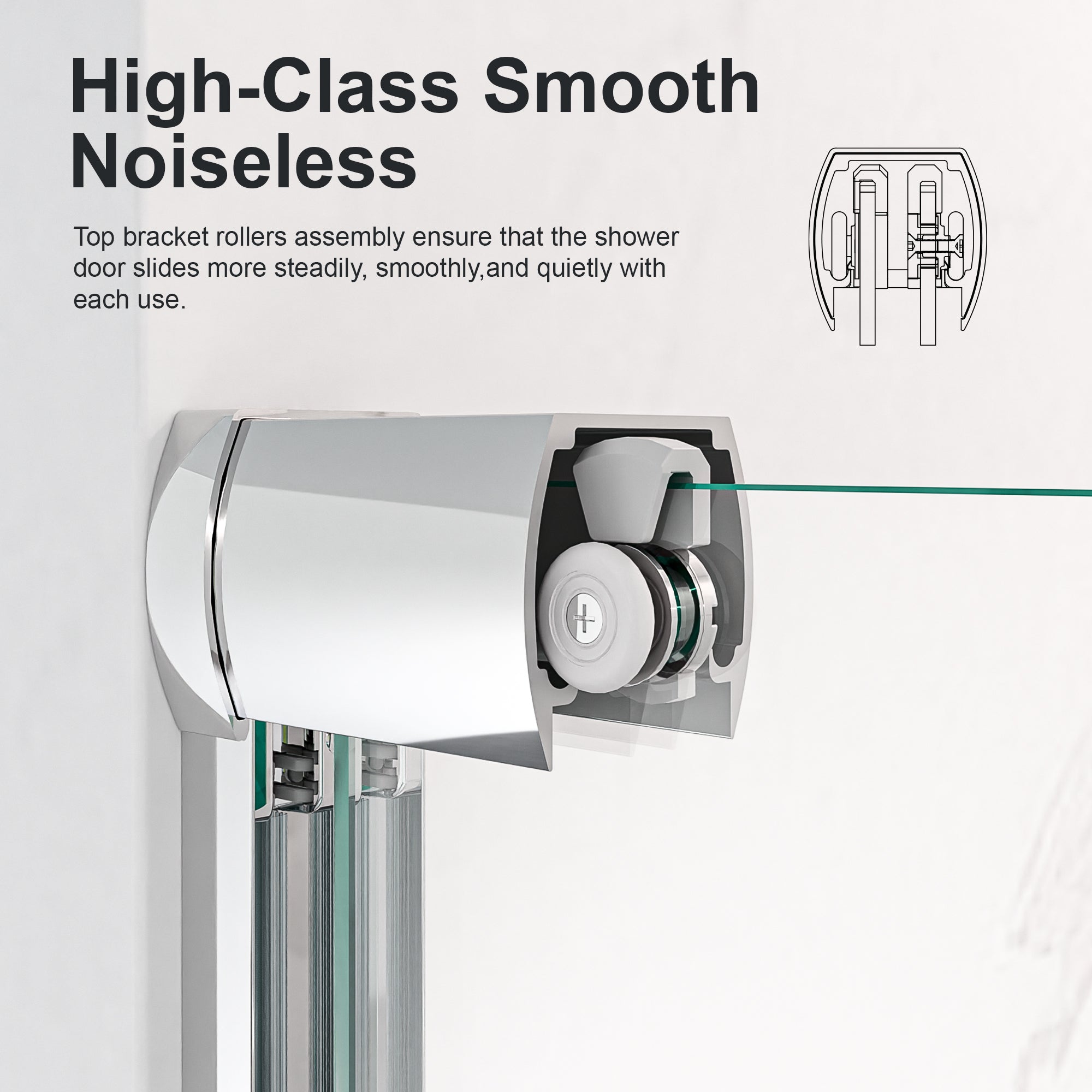 44-60 x 72 in Chrome Semi-Frameless Bypass Door view 5