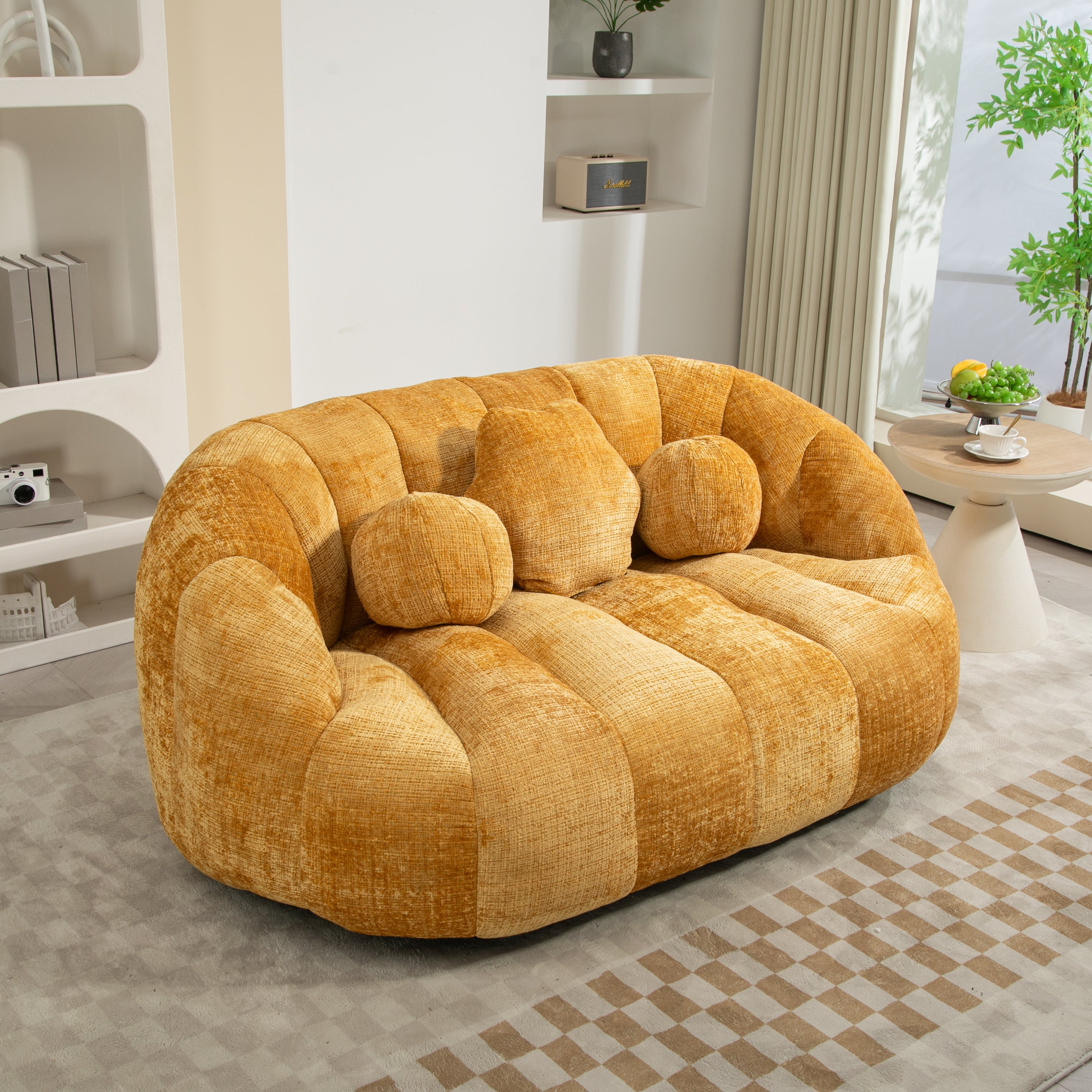 COOLMORE Bean Bag sofa Lazy Sofa Durable Comfort Lounger High Back Bean Bag Chair Couch for Adults and Kids, Indoor & Outdoor, Accent Floor Soft Lounge Chair (Yellow chenille)
