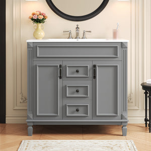 36 inch modern bathroom vanity with top sink, front view