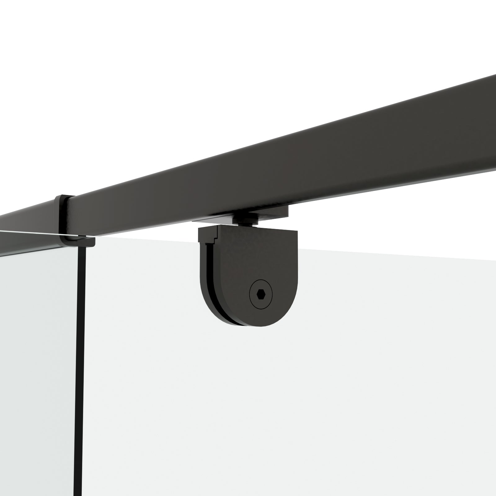 Pivot swing shower door hardware detail