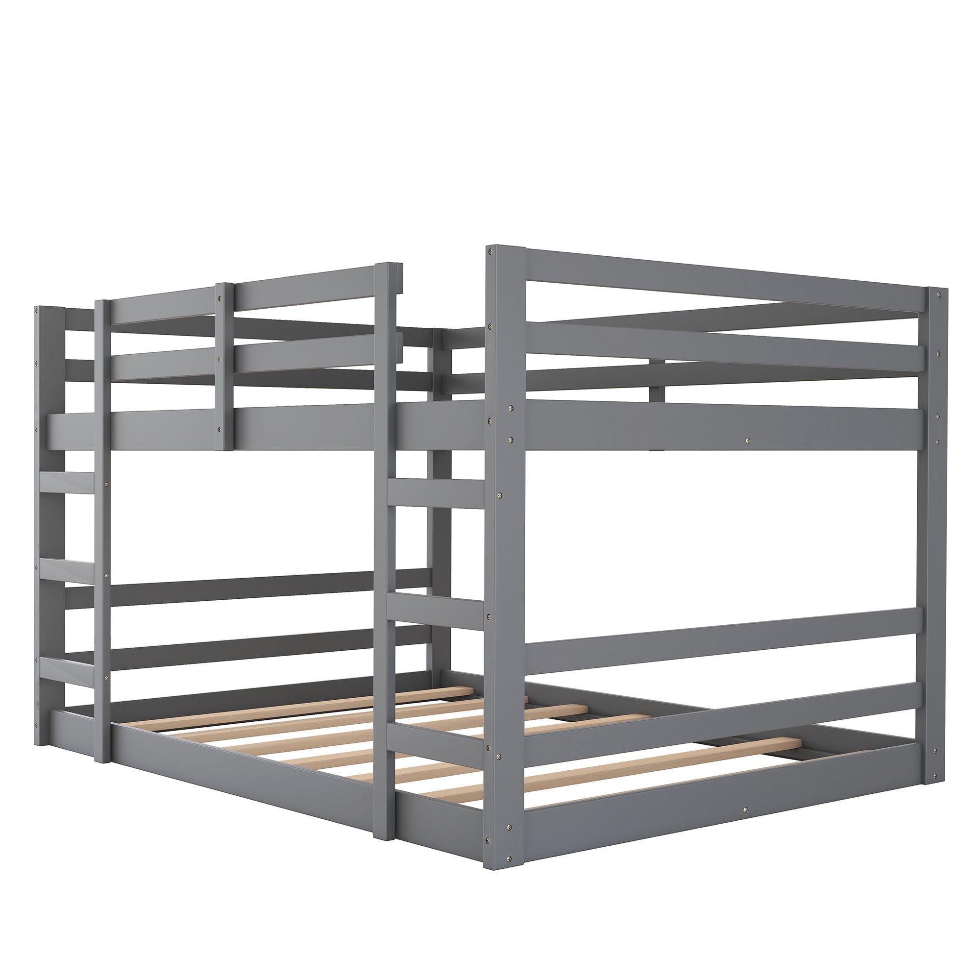 Full Over Full Bunk Bed with Ladder, Gray(OLD SKU:WF282788AAE)