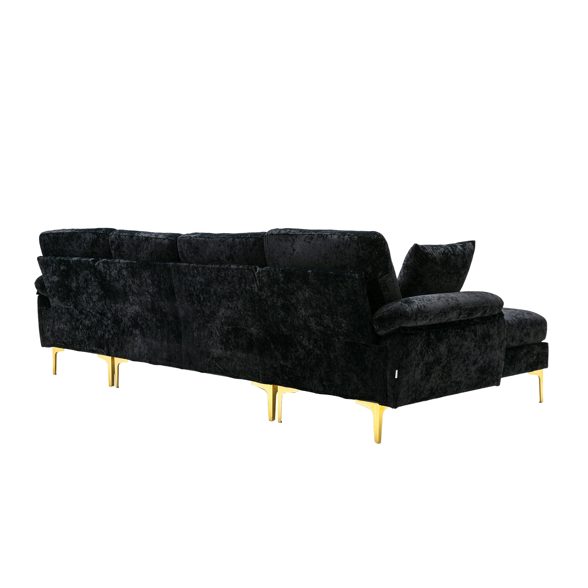 COOLMORE U-shape sectional sofa  with Ottoman , Reversible Sofa Couch for Living Room,Spacious Furniture,Durable Couch Removable and machine washable cover (Black Velvet)