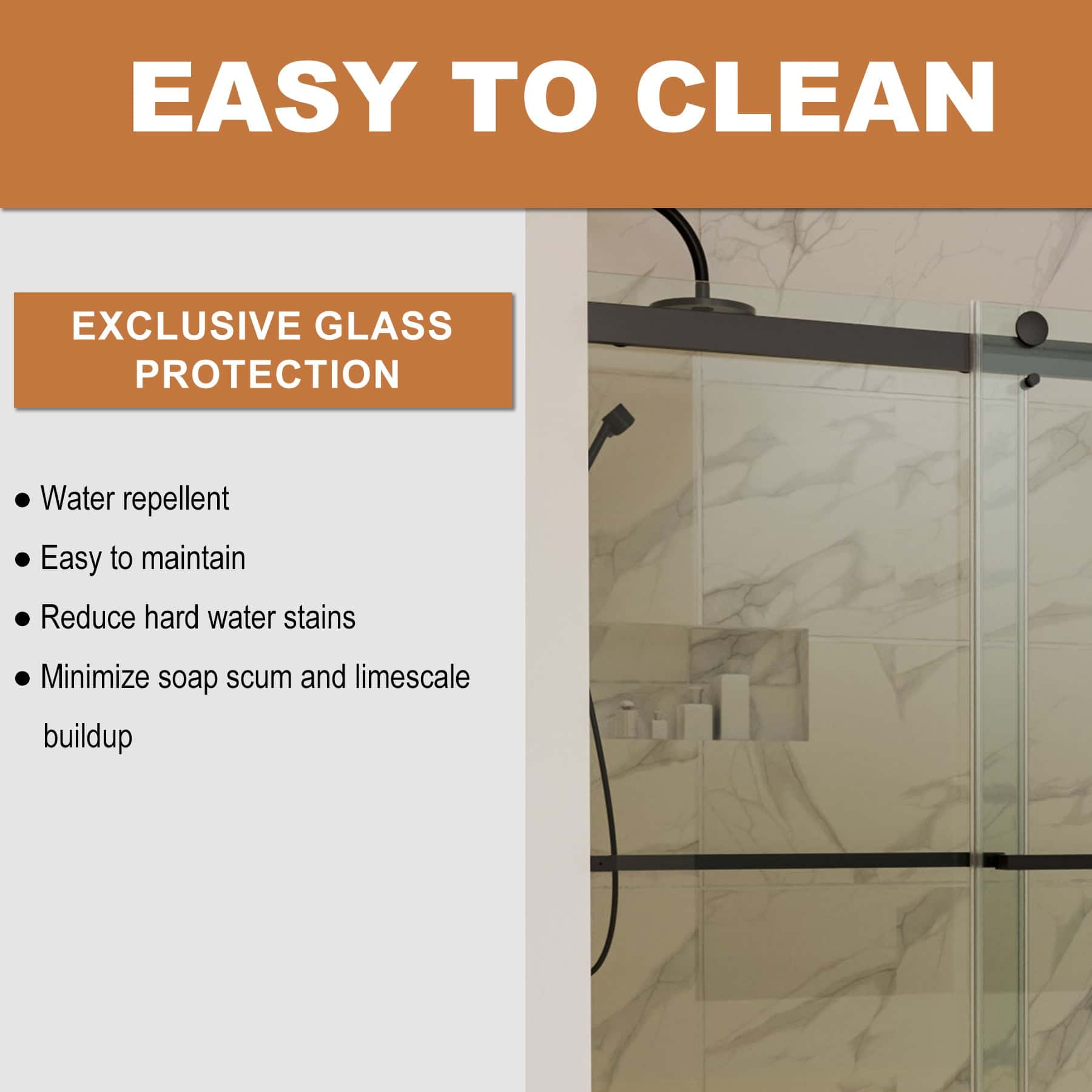 60"W x 74"H Shower Door in Matte Black with 5/16 in. (8 mm) Clear Glass