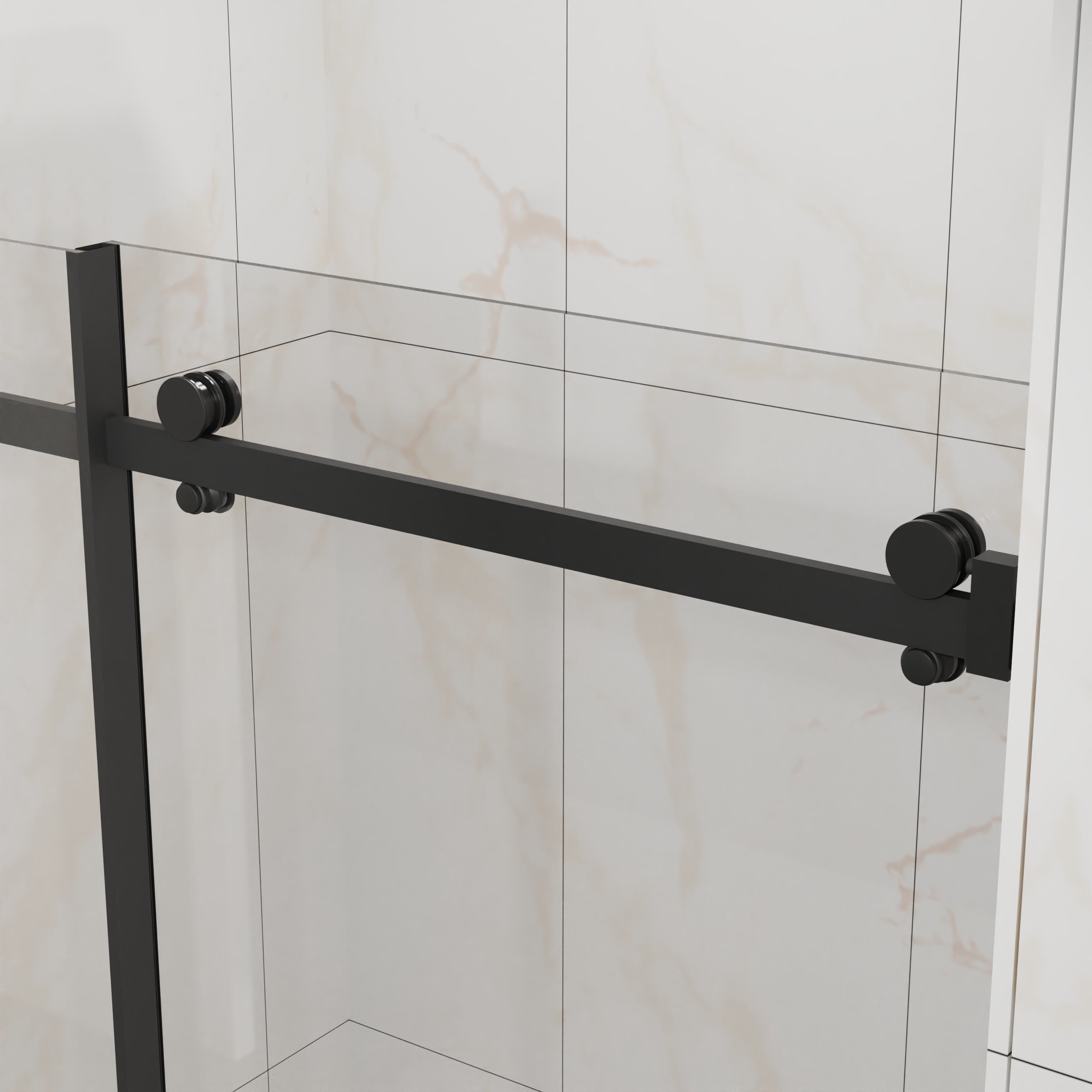 48 x 72 in Frameless Sliding Shower Door - 48 x 72 in / Matte Black view 4