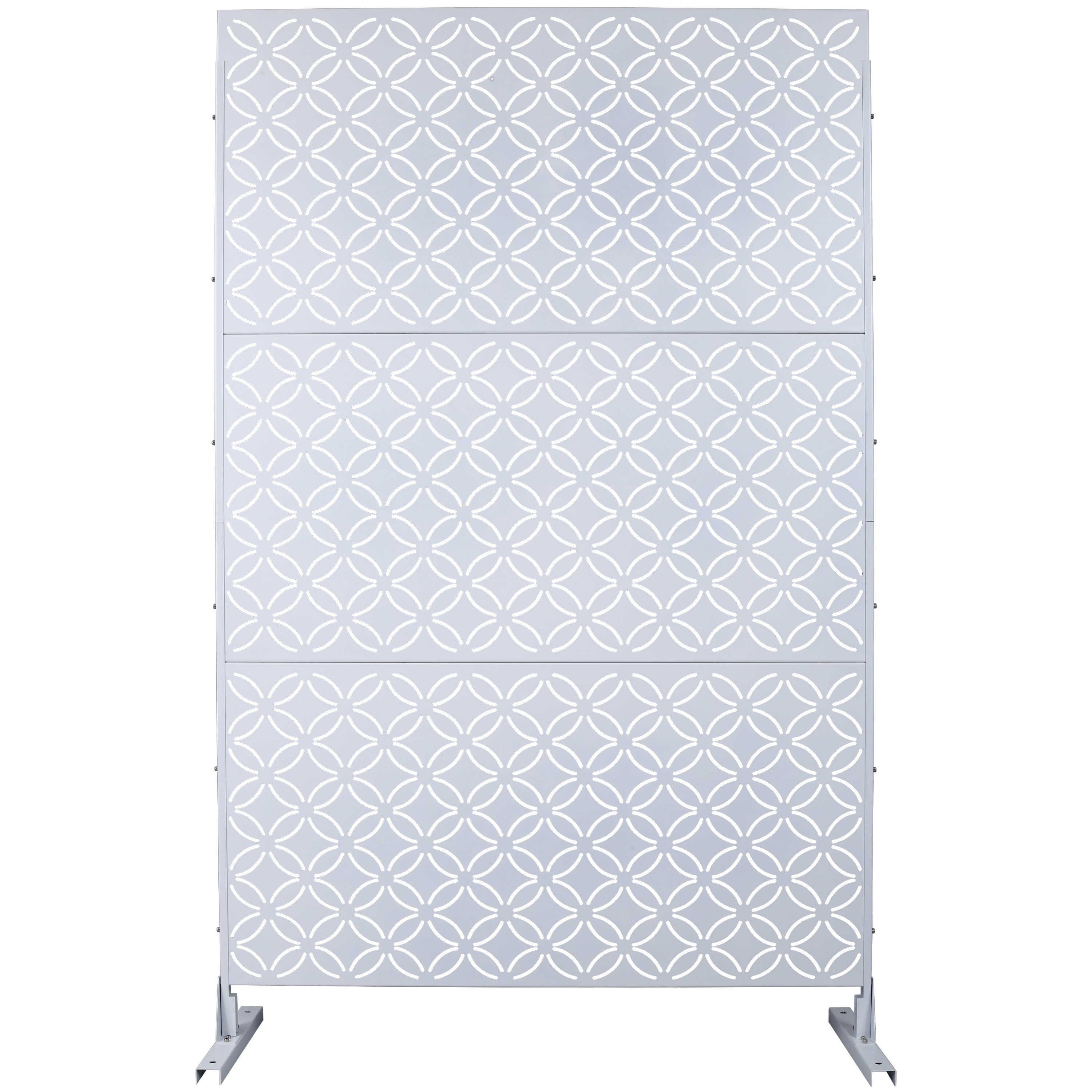 Outdoor & Indoor Privacy Screen Metal Privacy Screen 76" H×48" W, Freestanding Decorative Privacy Screen for Deck Balcony Patio, Privacy Fence Panels for Outside Lawn Garden PS107 WHITE