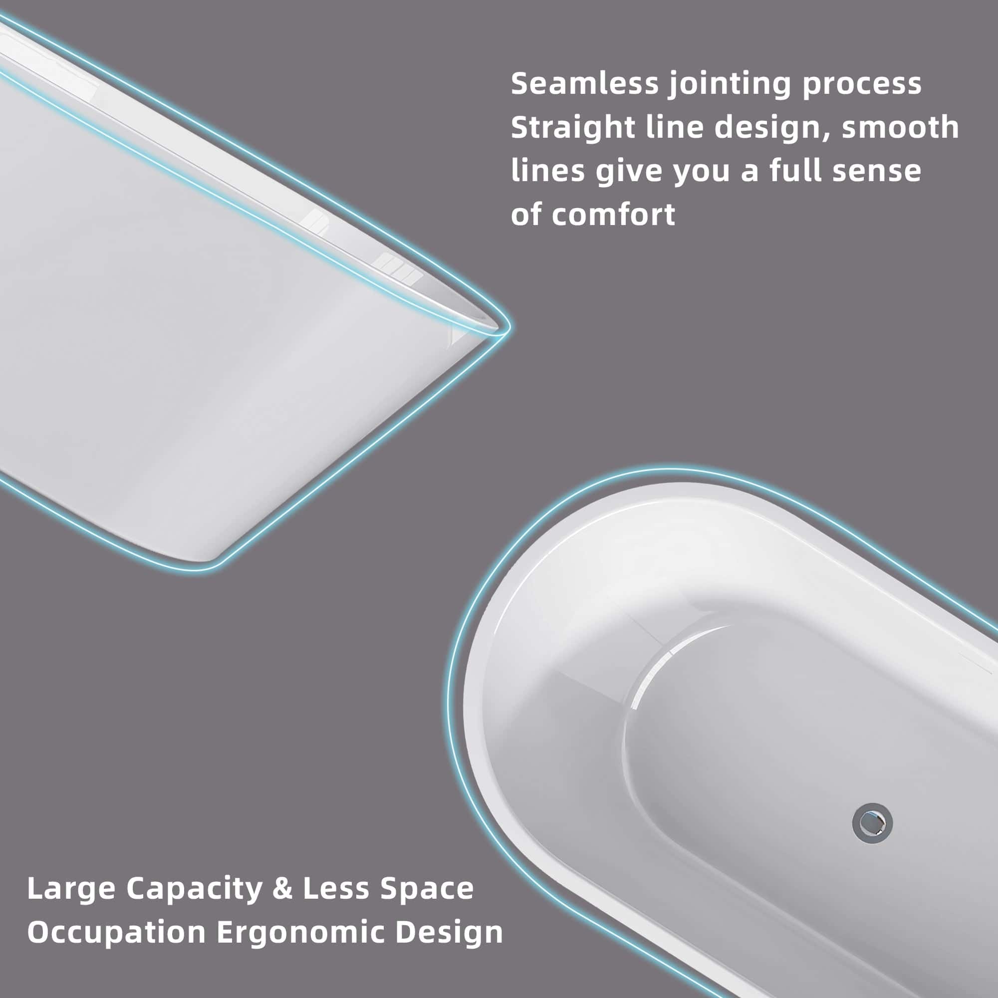 51" Acrylic Freestanding Bathtub Contemporary Soaking White Tub with Overflow and Pop-up Drain Gloss White