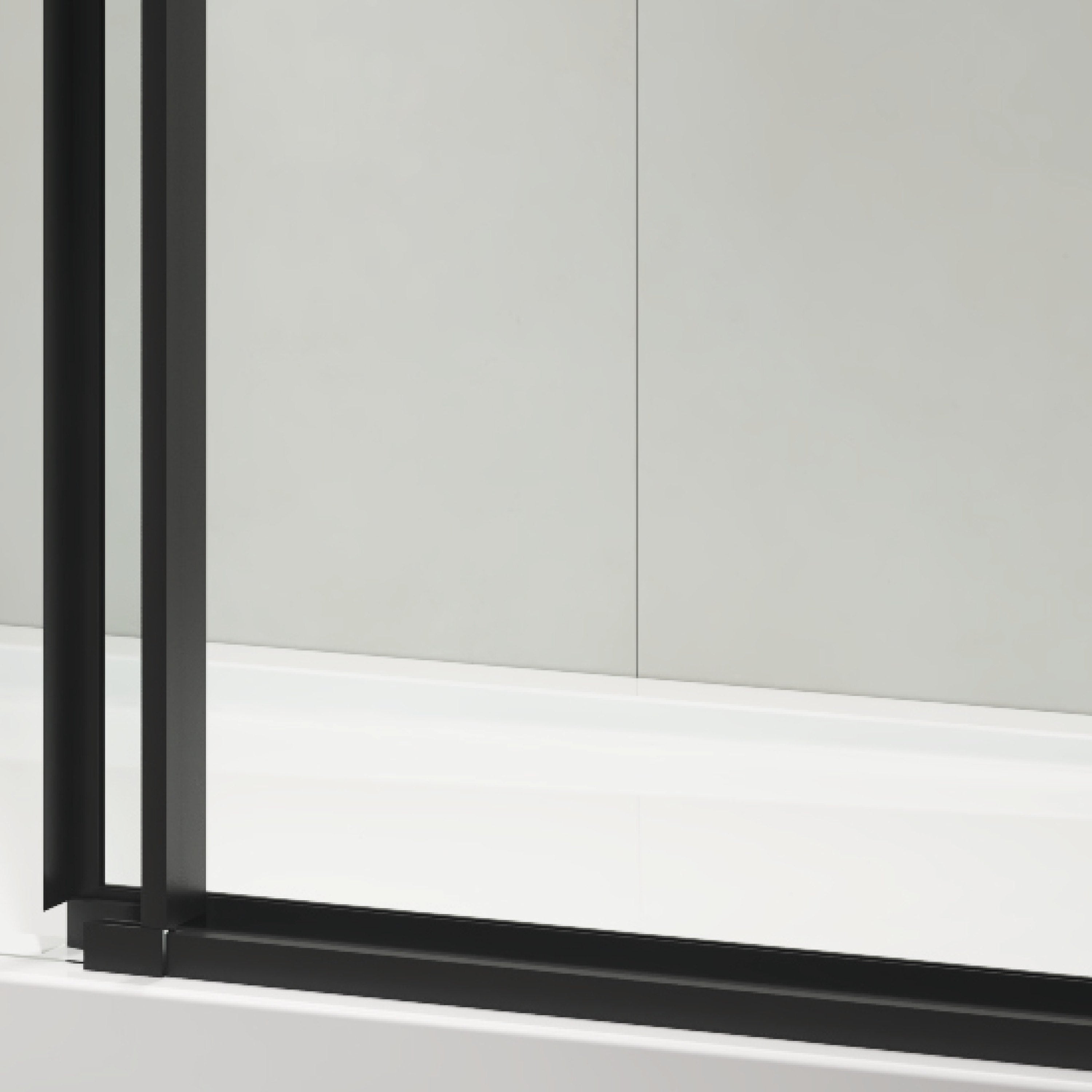 60 in. W x 76 in. HSliding Frameless Shower Door in Matte Black with Clear Glass