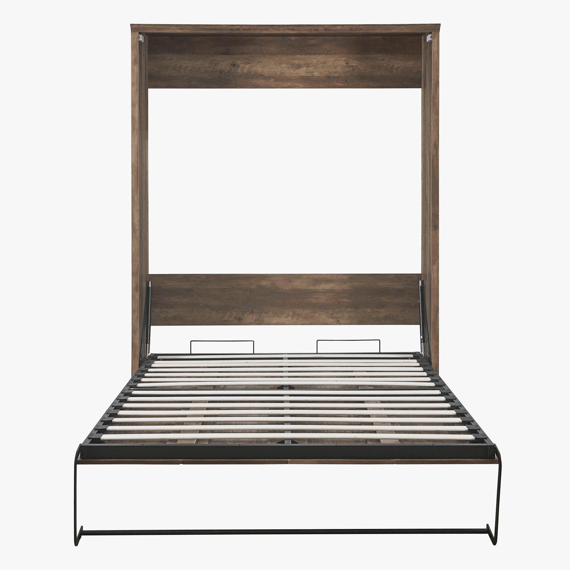 Full Size Half Self-Close and Open Murphy Bed Cabinet Space-Saving Bed Perfect for Guest Room, for Bed Room, Guest Room, Home Office, Brown