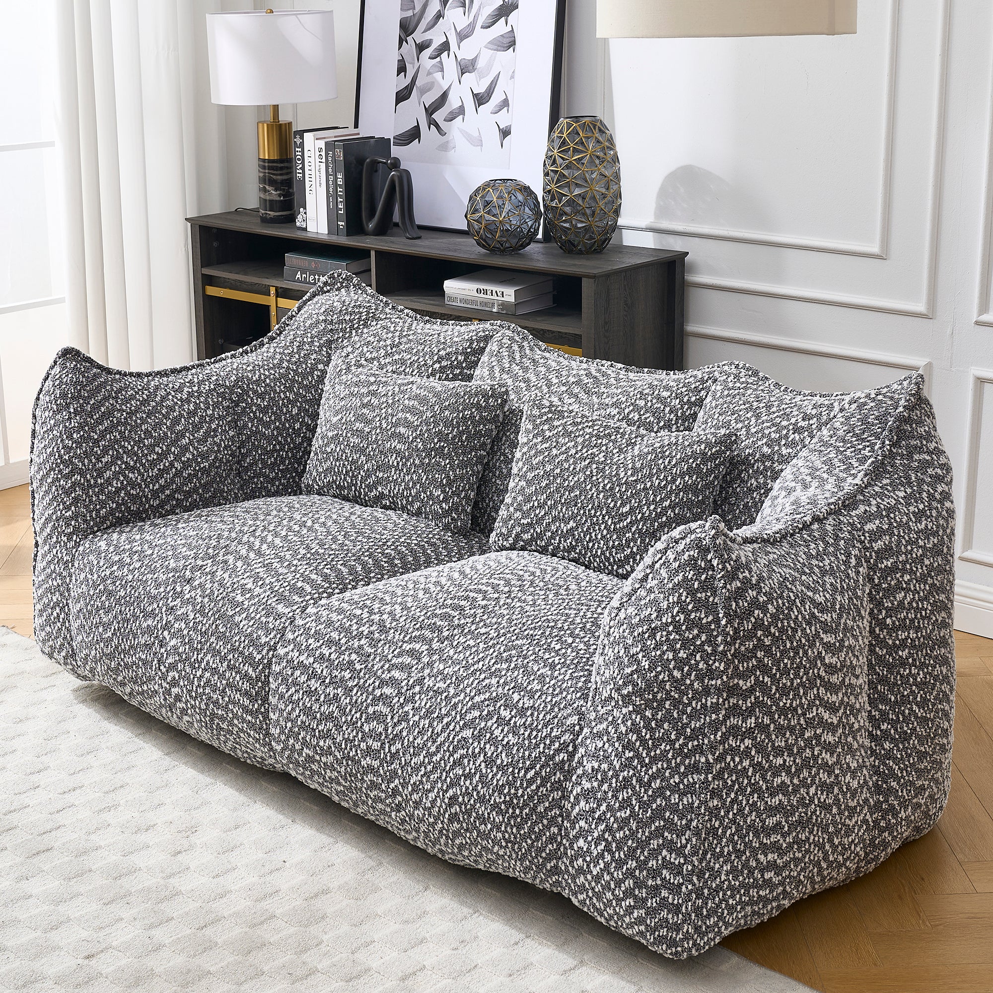 Two-seat foam beanbag recliner sofa lifestyle view