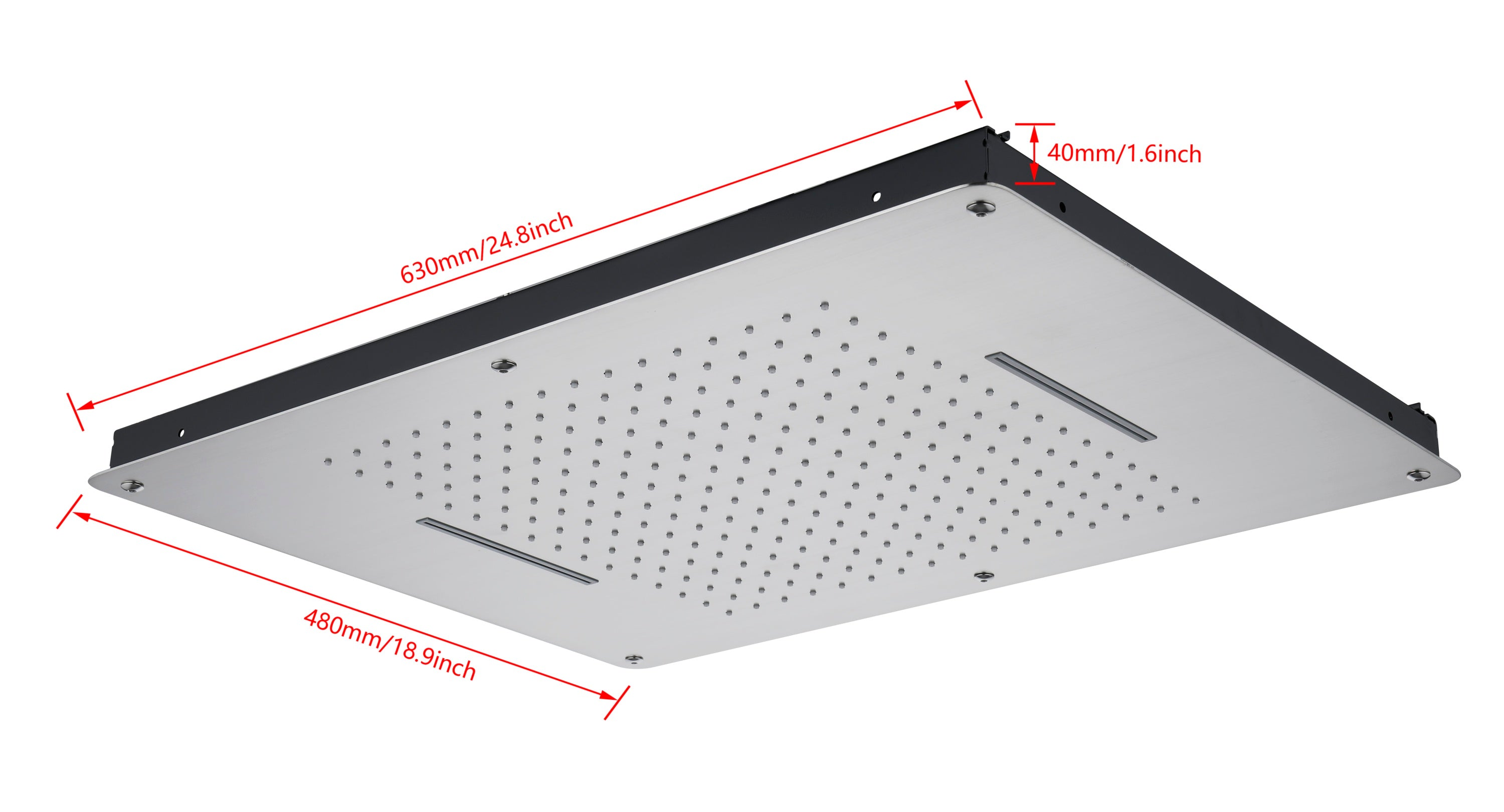 Inch shower head Multi Functions Showerheads Square Ceiling Mounted Bathroom, Waterfall Rainfall shower head High Pressure Bath Shower